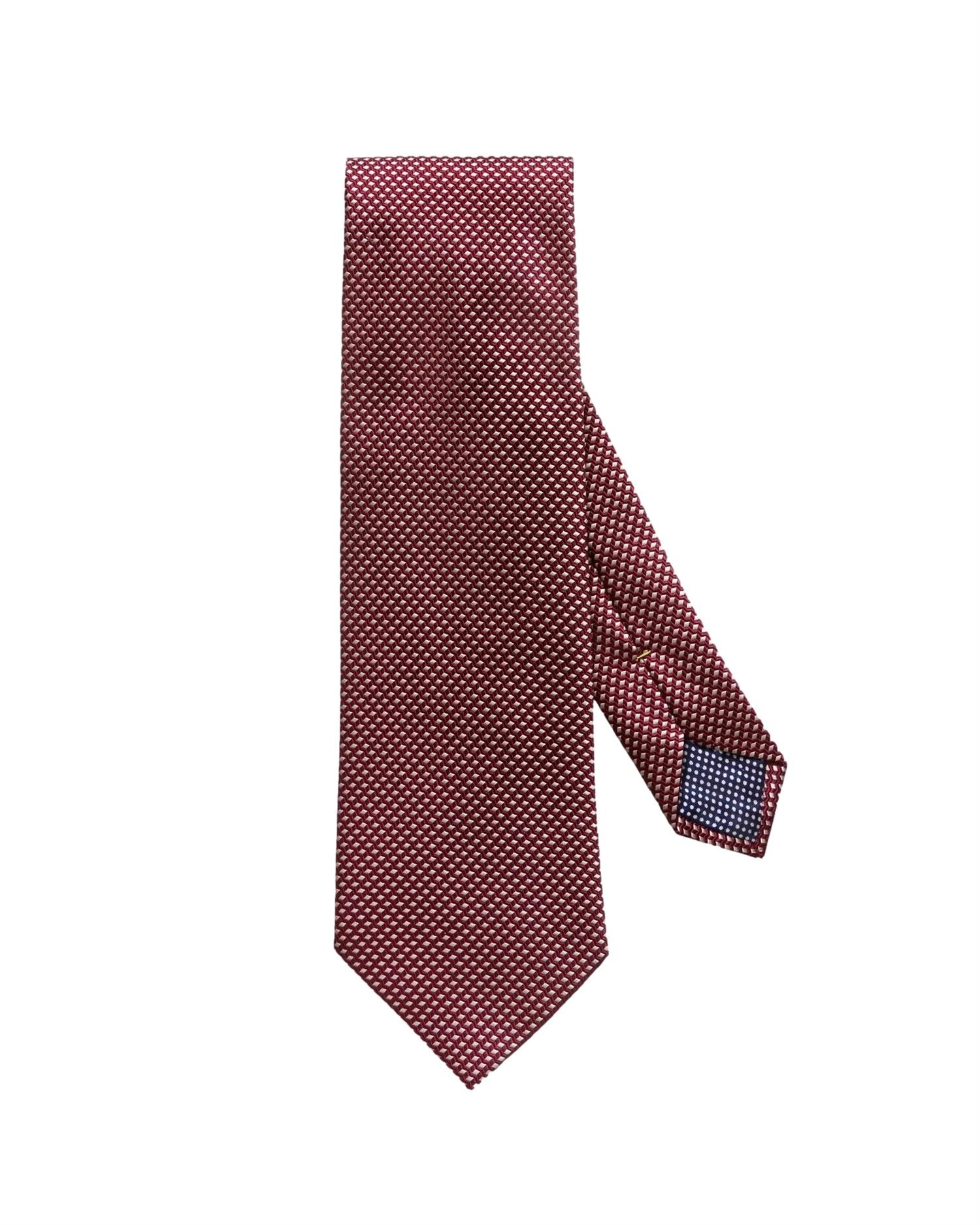 Eton Geometric Woven Slik Tie Slips Burgunder Mønster - modostore.no