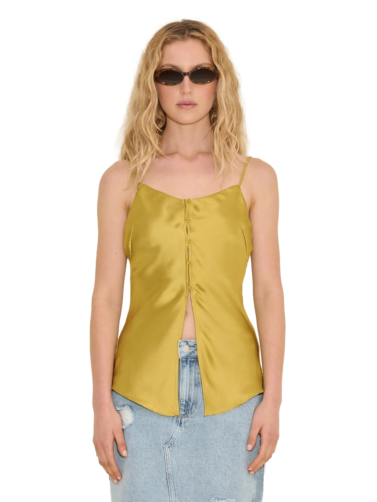 Holzweiler Emilia Button Top Topp Sennepsgul - modostore.no