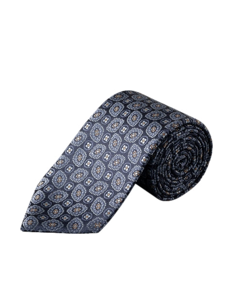 Eton Medallion Woven Slik Tie Slips Blå