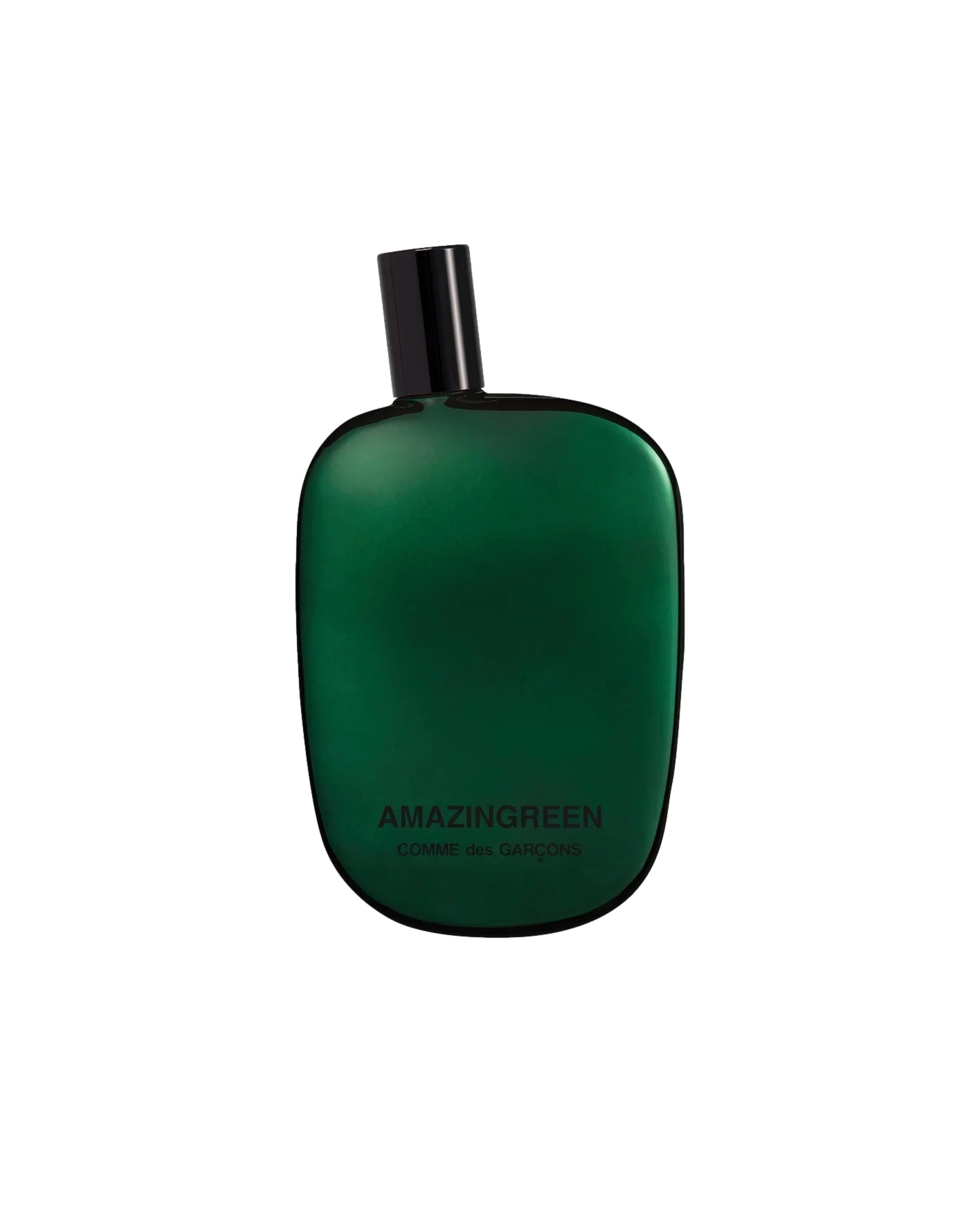 Grønn Comme des Garcons Parfums Amazingreen Eau de Parfum flaske med grønn væske og elegant design.