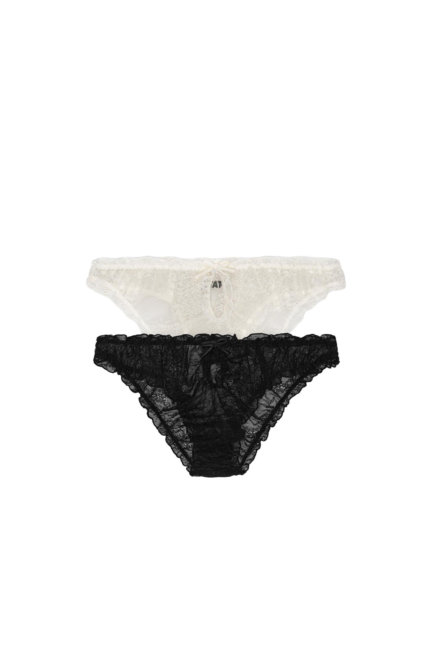 ROTATE Love Stories 2-pack Lace Brief Undertøy Sort Og Hvit - modostore.no