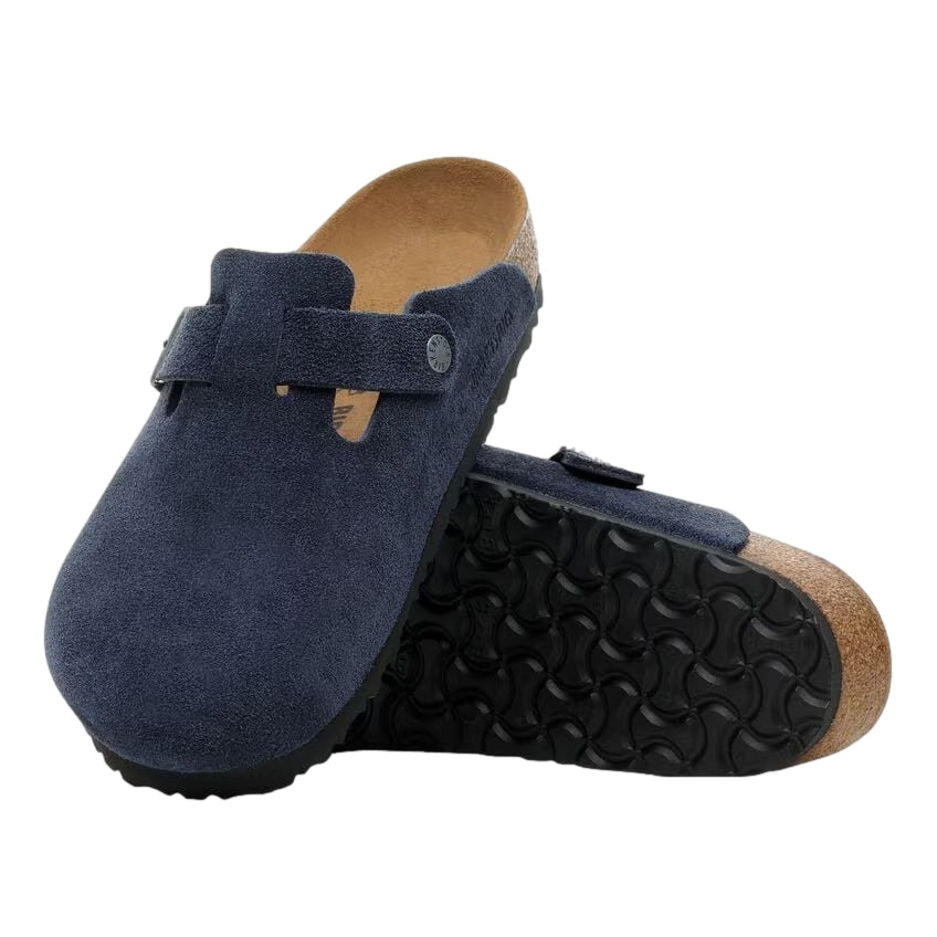 Birkenstock Boston Suede Leather Regular Sko Navy - modostore.no