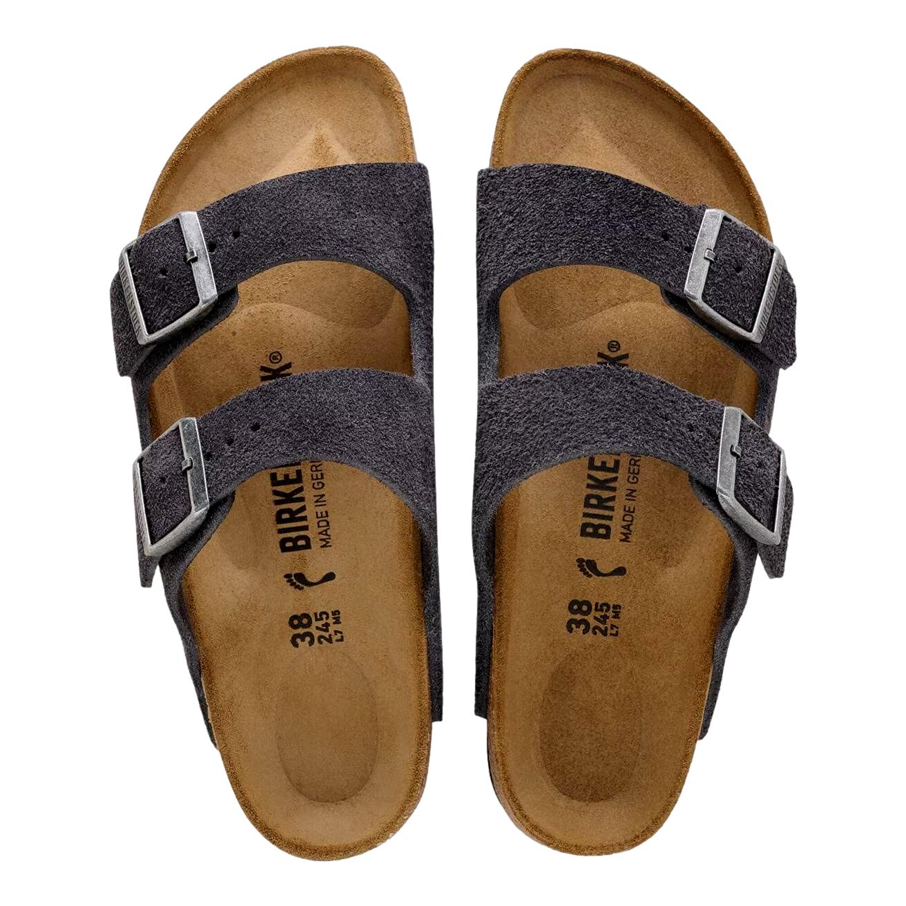 Birkenstock Arizona Suede Regular Charcoal Sko Grå - modostore.no