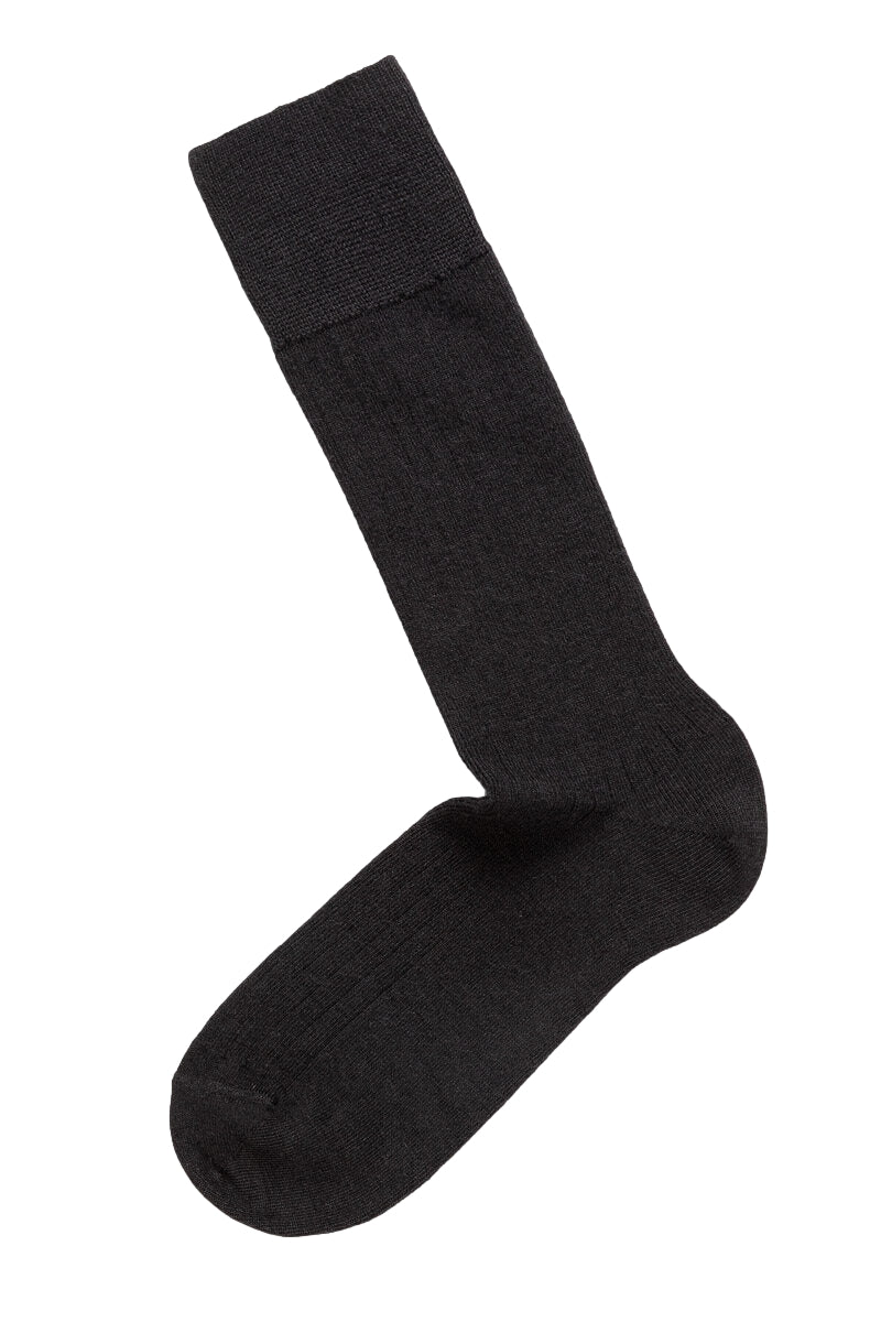 Panos Emporio 2 PK Calle Premium Mercerized Wool Rib Sokker Sort - modostore.no