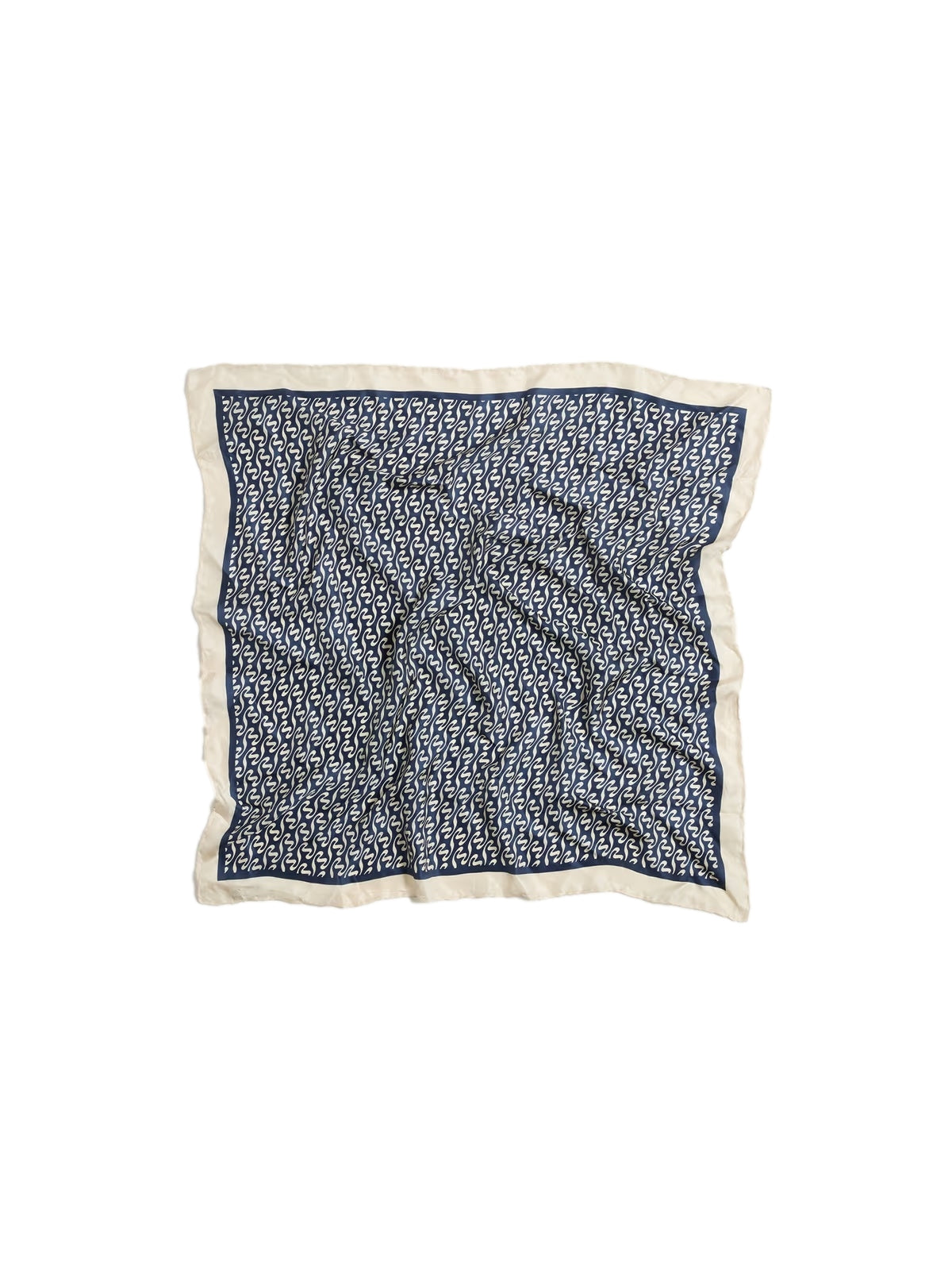 Holzweiler Fine Scarf Monogram Skjerf Hvit Og Mørkeblå - modostore.no