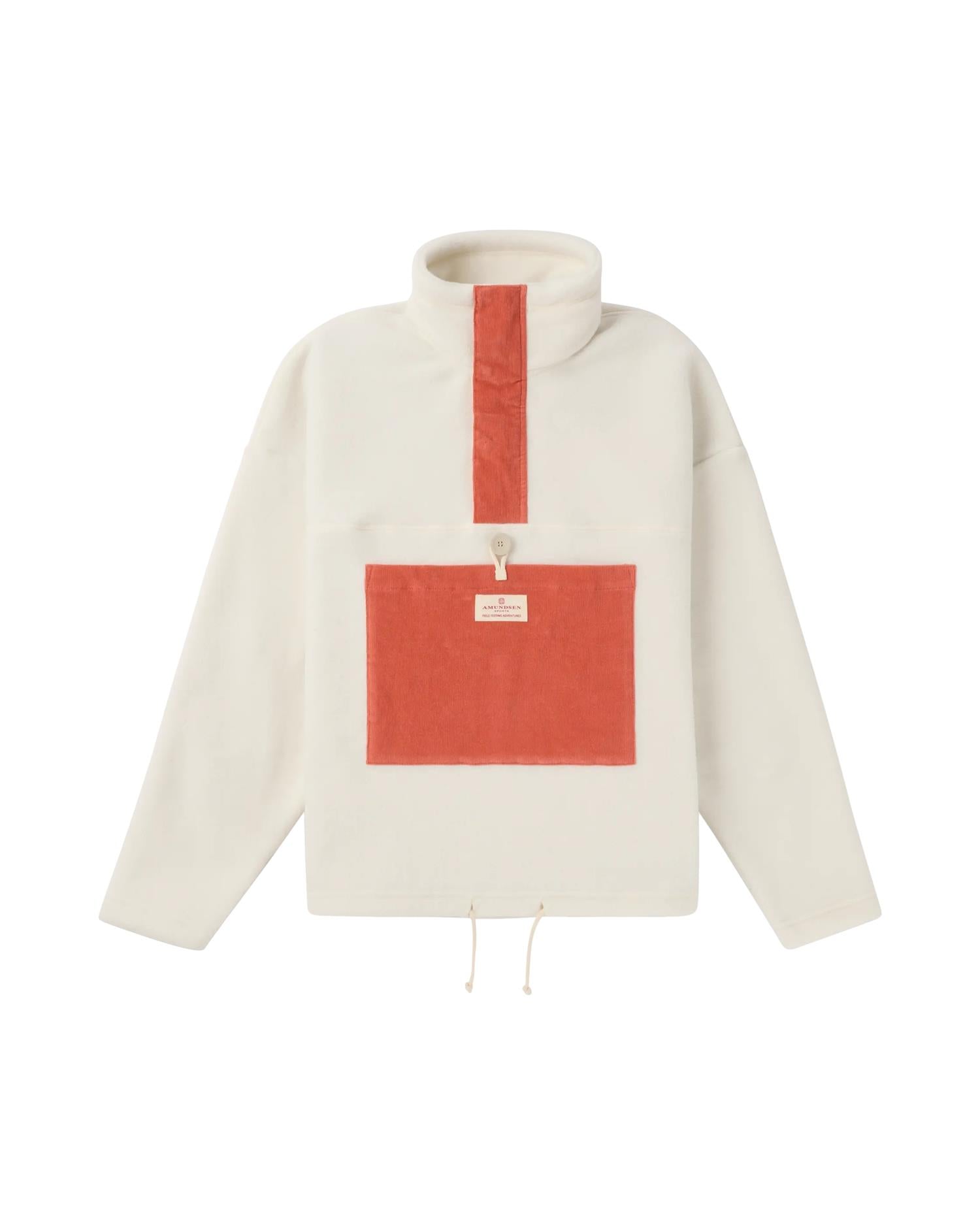 Amundsen V-Bond Cord Fleece Womens Genser Hvit Og Rød - modostore.no