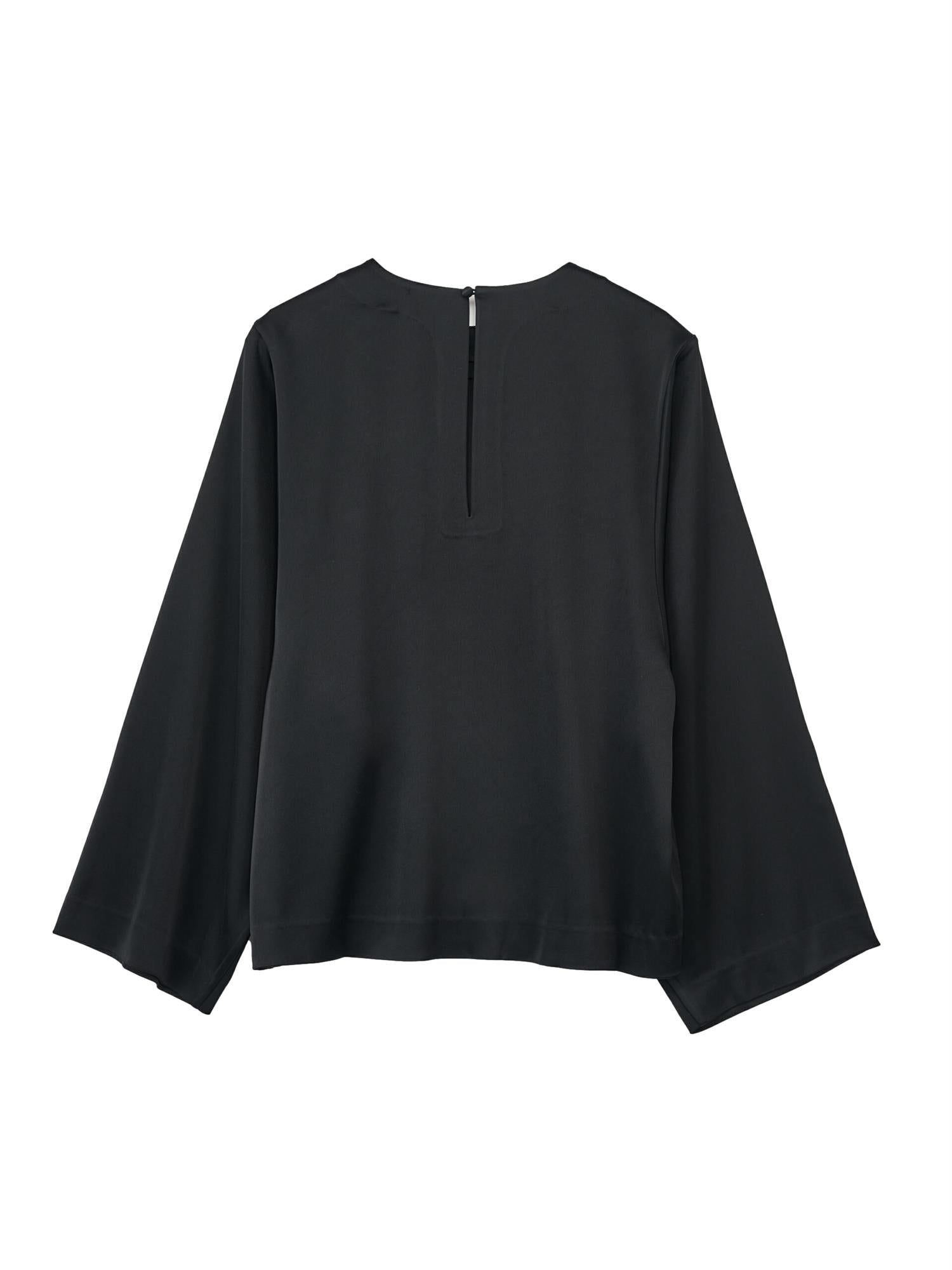 Julie Josephine Satin Bell Sleeve Blouse Skjorte Sort - modostore.no