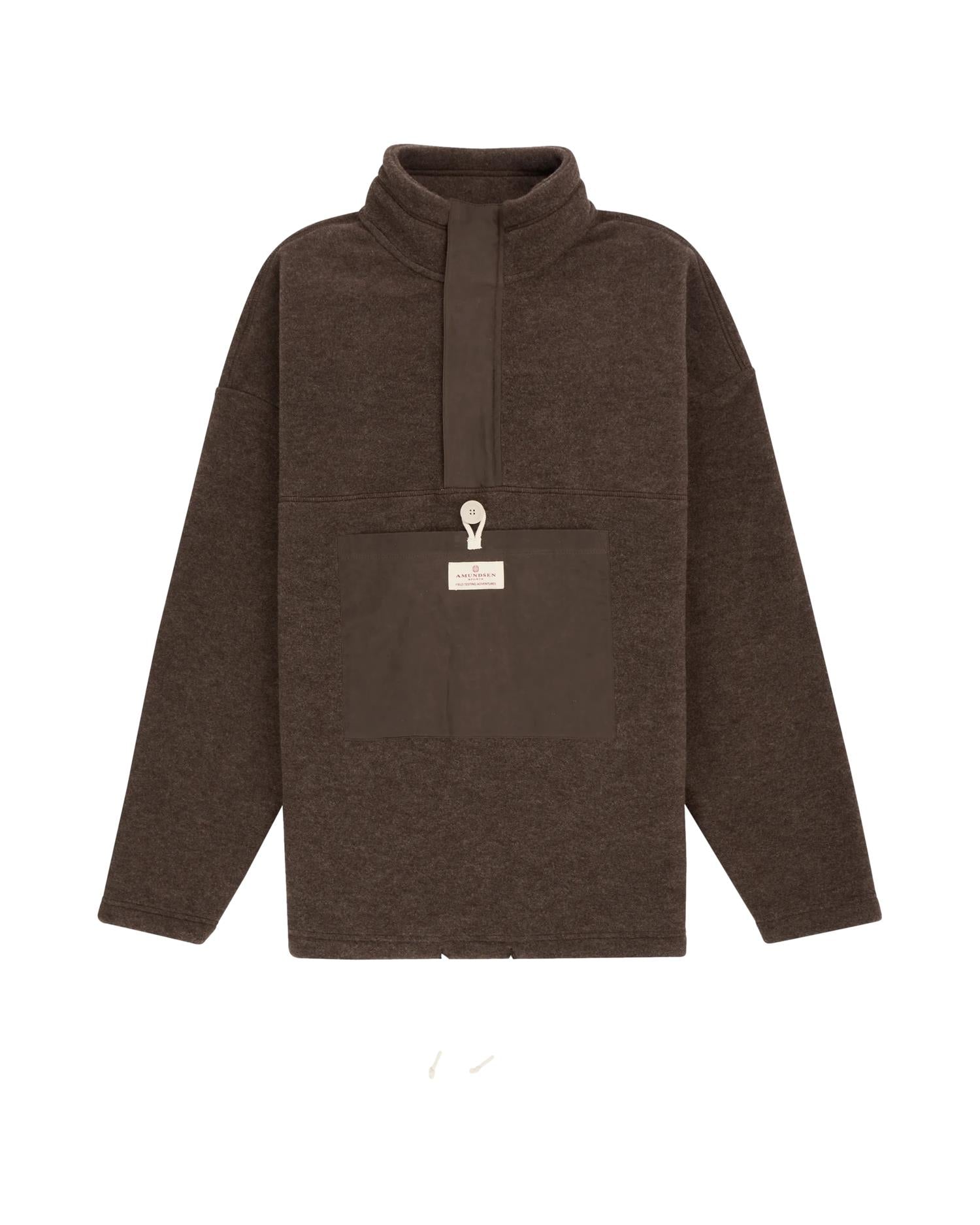 Amundsen V-Bond Waxed Fleece Mens Genser Mørkebrun