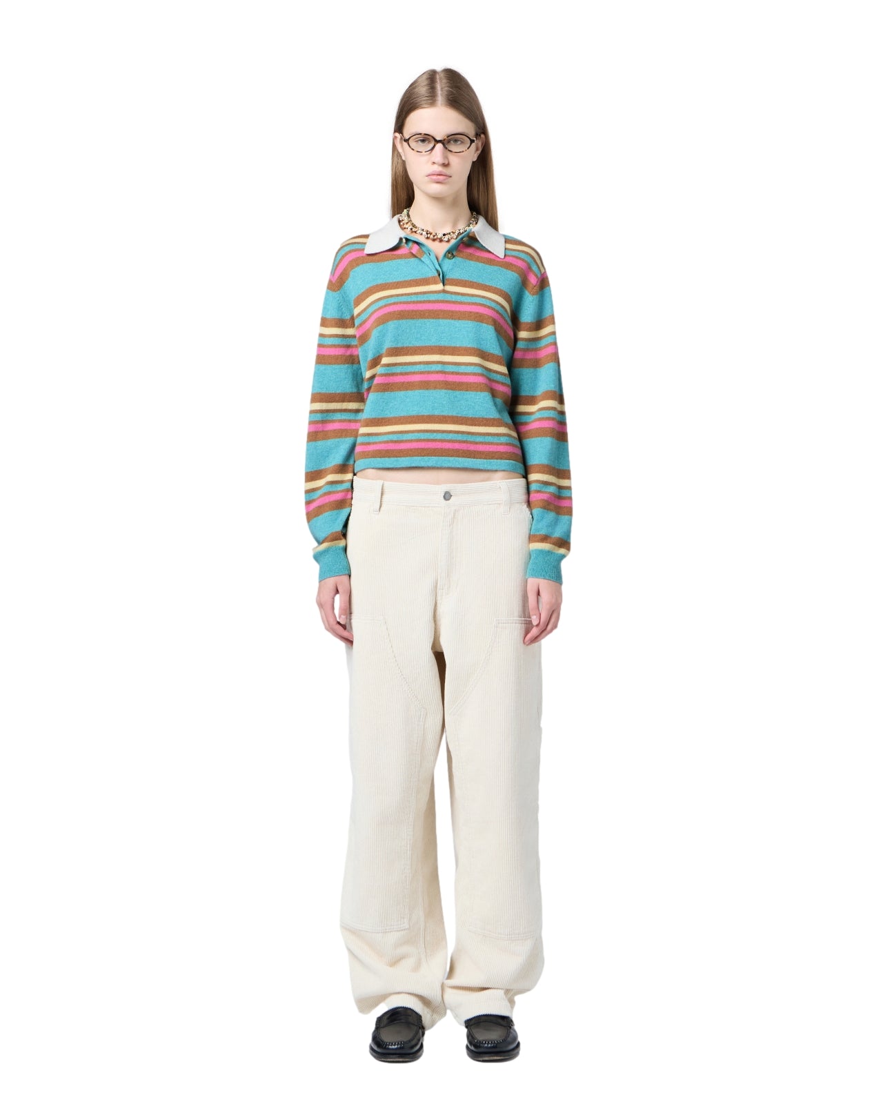 Guest In Residence Cropped Stripe Rugby Genser Turkis Mønster - modostore.no