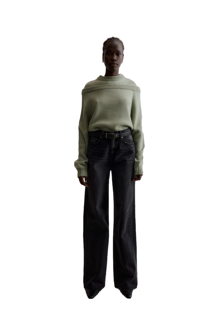 Viktoria Chan Atlas doubled neck knit Genser Lysegrønn