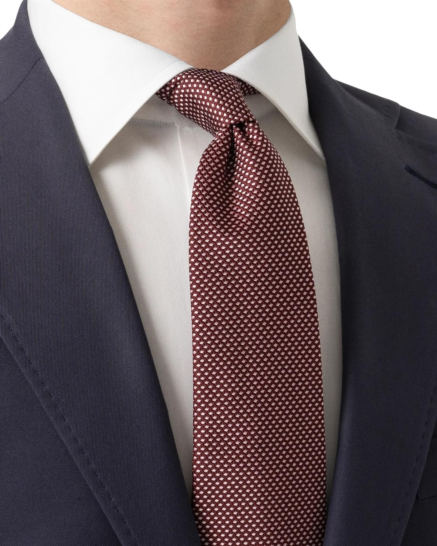 Eton Geometric Woven Slik Tie Slips Burgunder Mønster - modostore.no