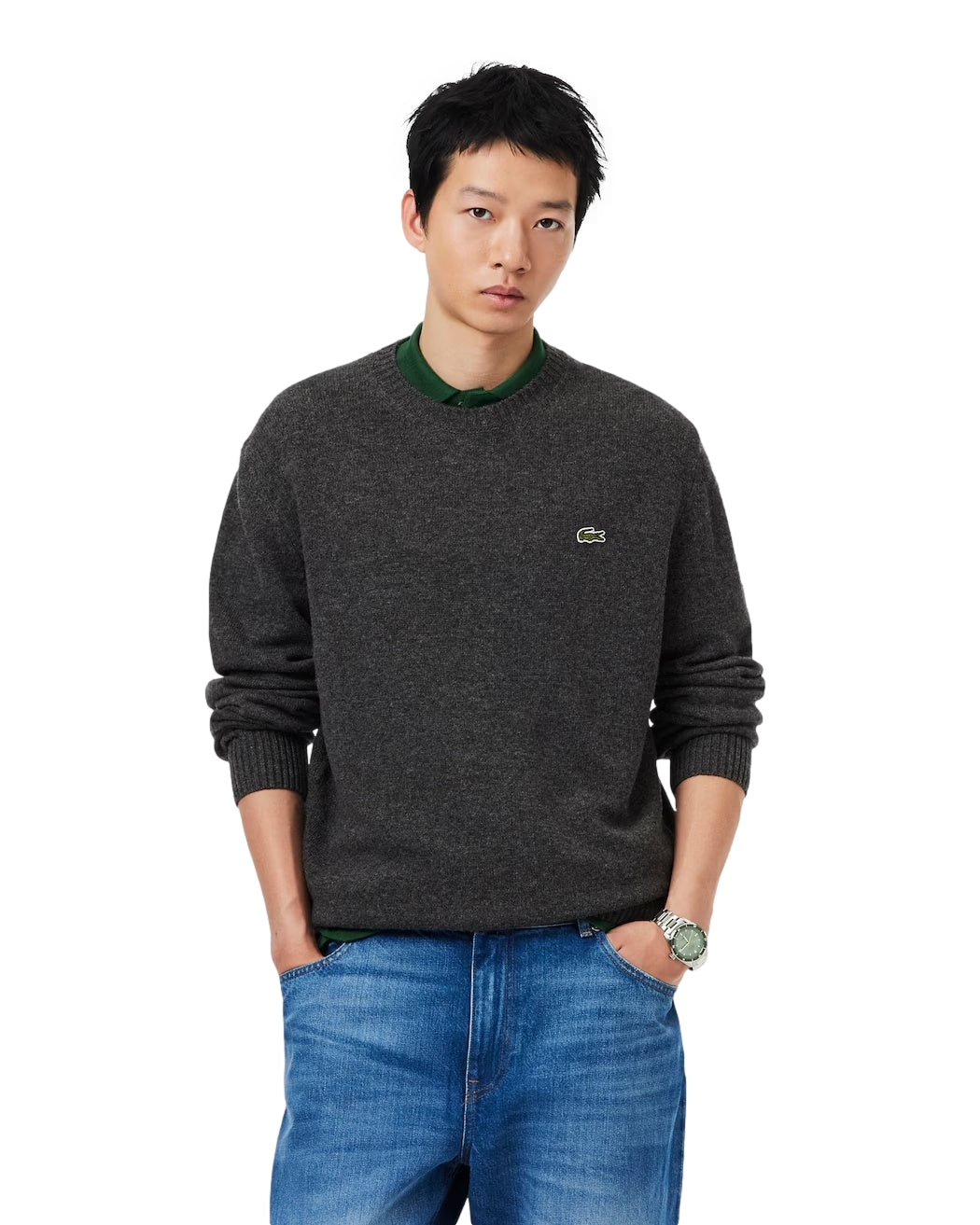 Lacoste Wool Crew Neck Sweater Genser Mørkegrå