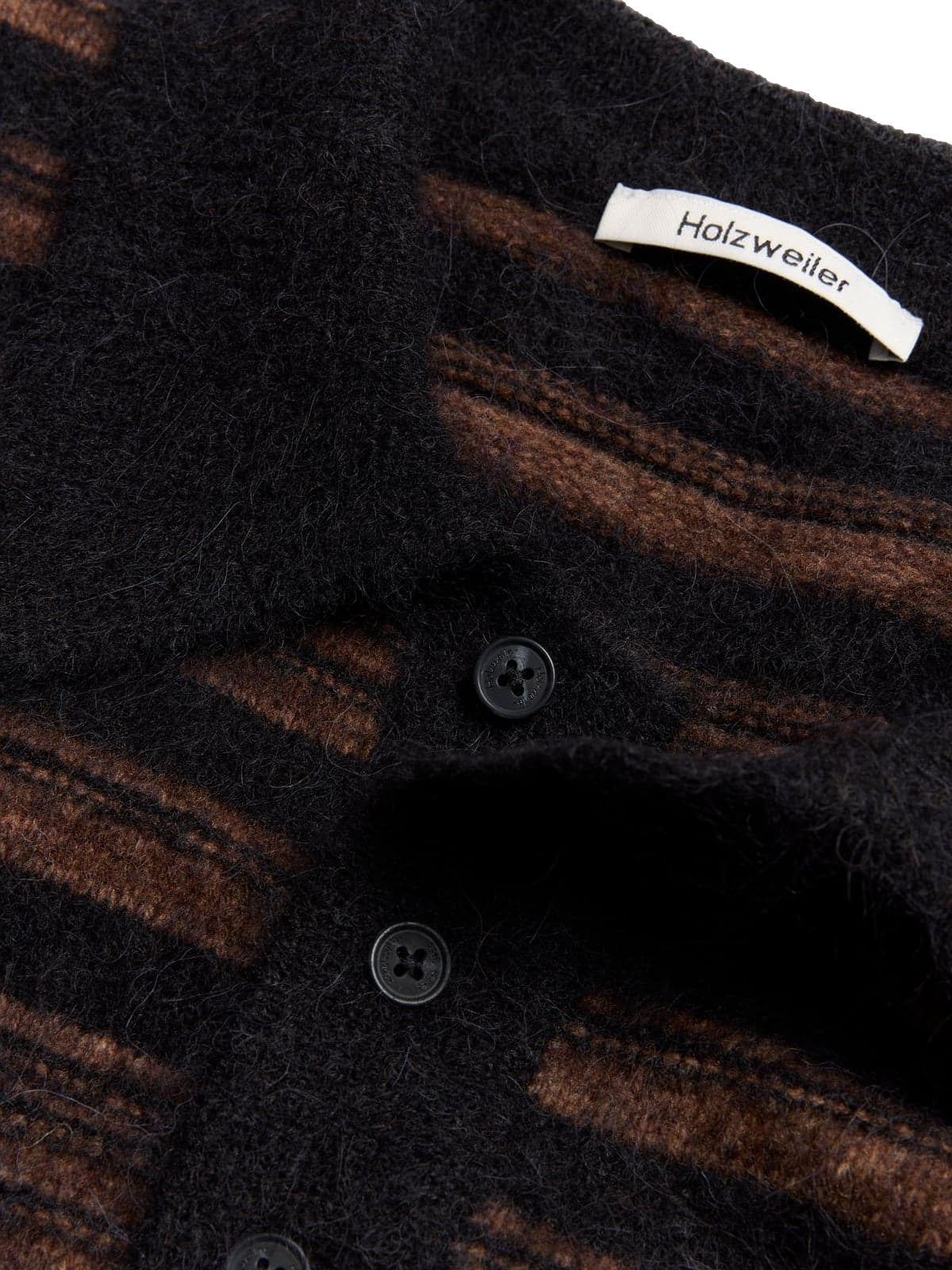 Holzweiler Ollie Wool Polo Sweater Genser Sort Og Brun