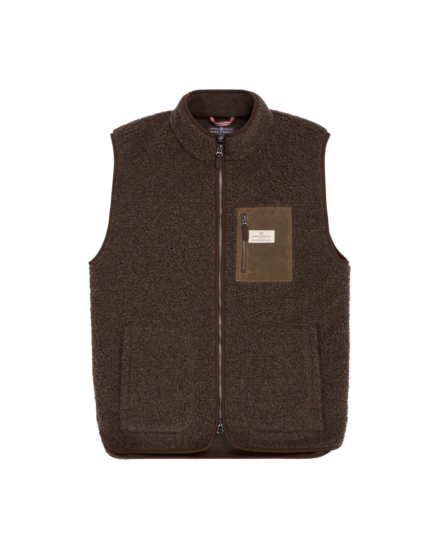 Amundsen Heroes Wool Fleece Vest Mens Vest Mørkebrun