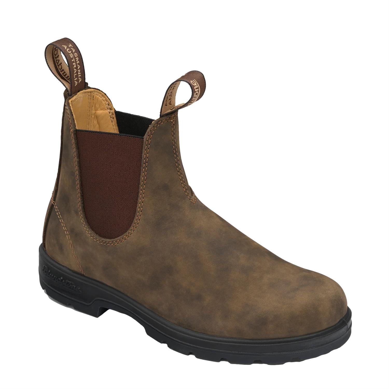 Blundstone 585 Chelsea Sko i brun melert med lærmateriale og komfortabel passform, utendørs bruk og stil.