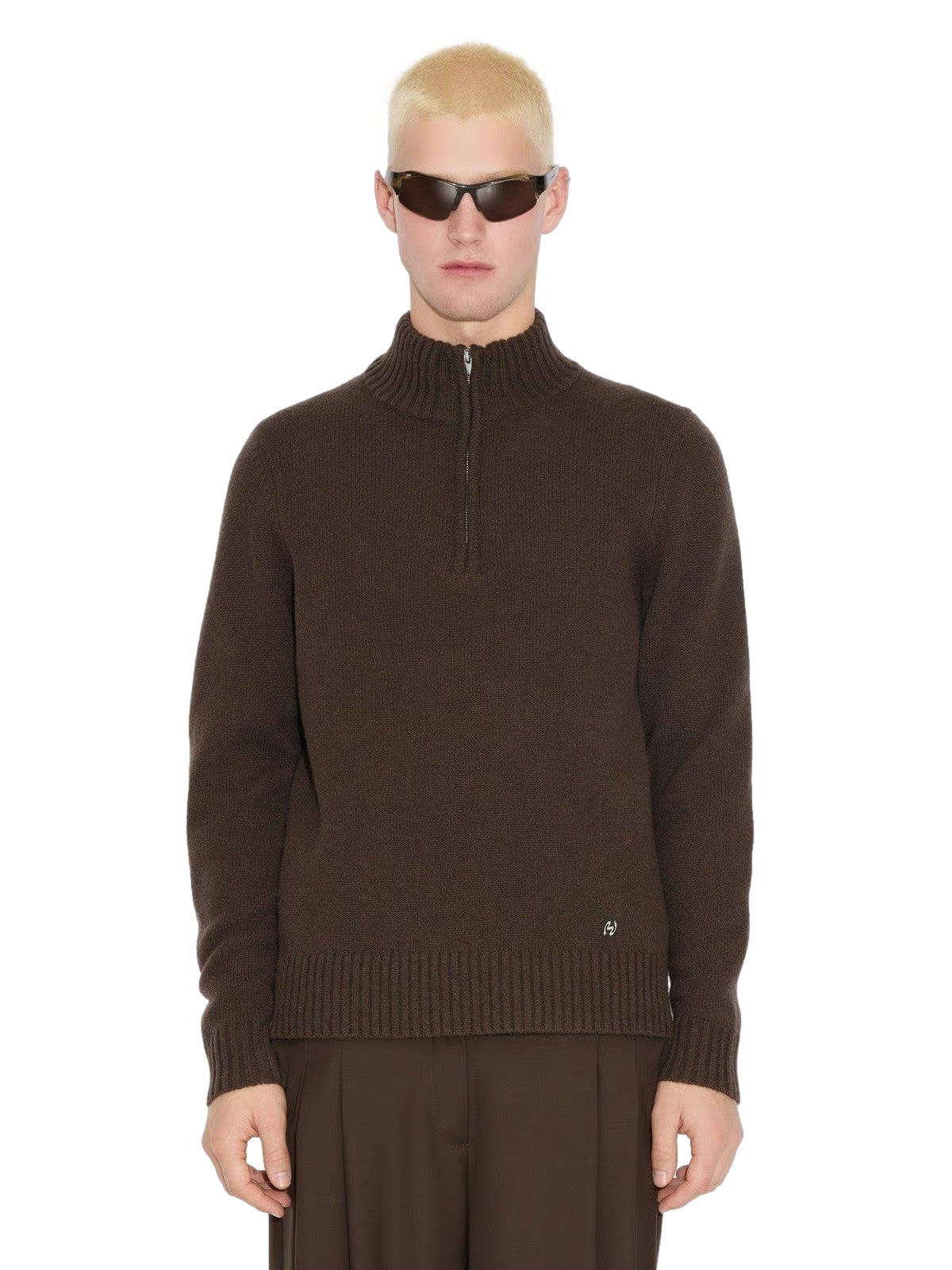 Holzweiler M. Wool Half Zip Genser Brun - modostore.no