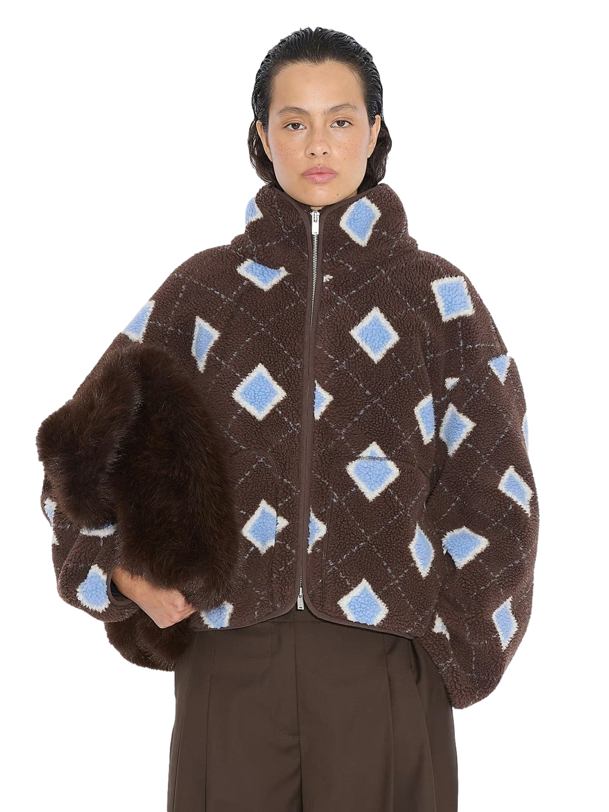 Holzweiler Rype Fleece Jacket Jakke Brun Mønster - modostore.no