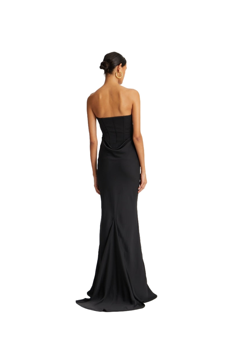 ROTATE Satin Corset Maxi Dress Kjole Sort - modostore.no