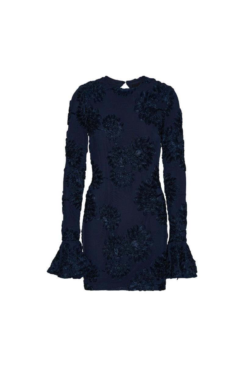 ROTATE 3D Mesh Mini Dress Kjole Mørkeblå - modostore.no