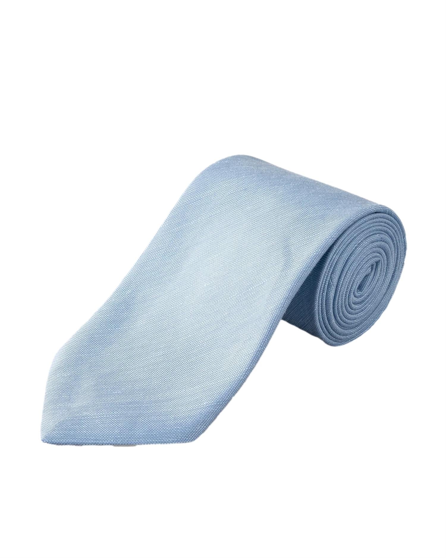 Eton Solid Silk Linen Tie Slips Lyseblå - modostore.no