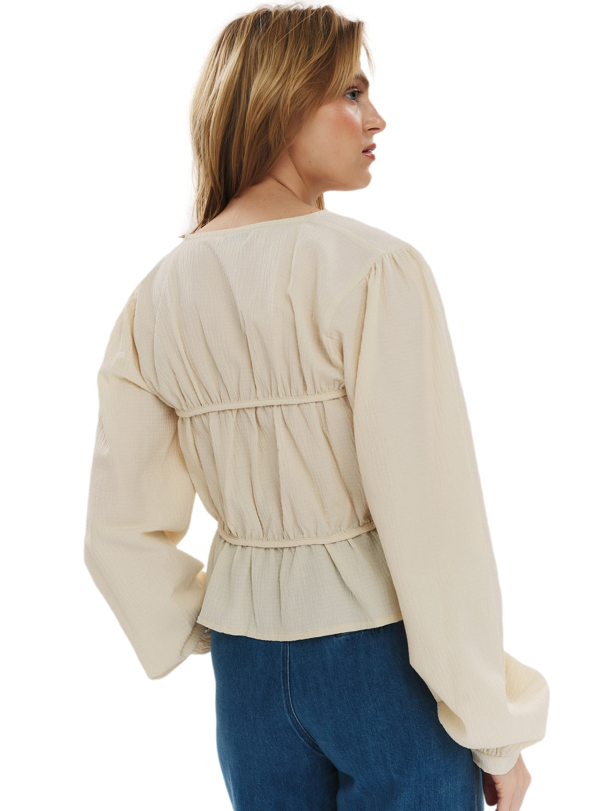Once Untold Indiana String Blouse Topp Off-White