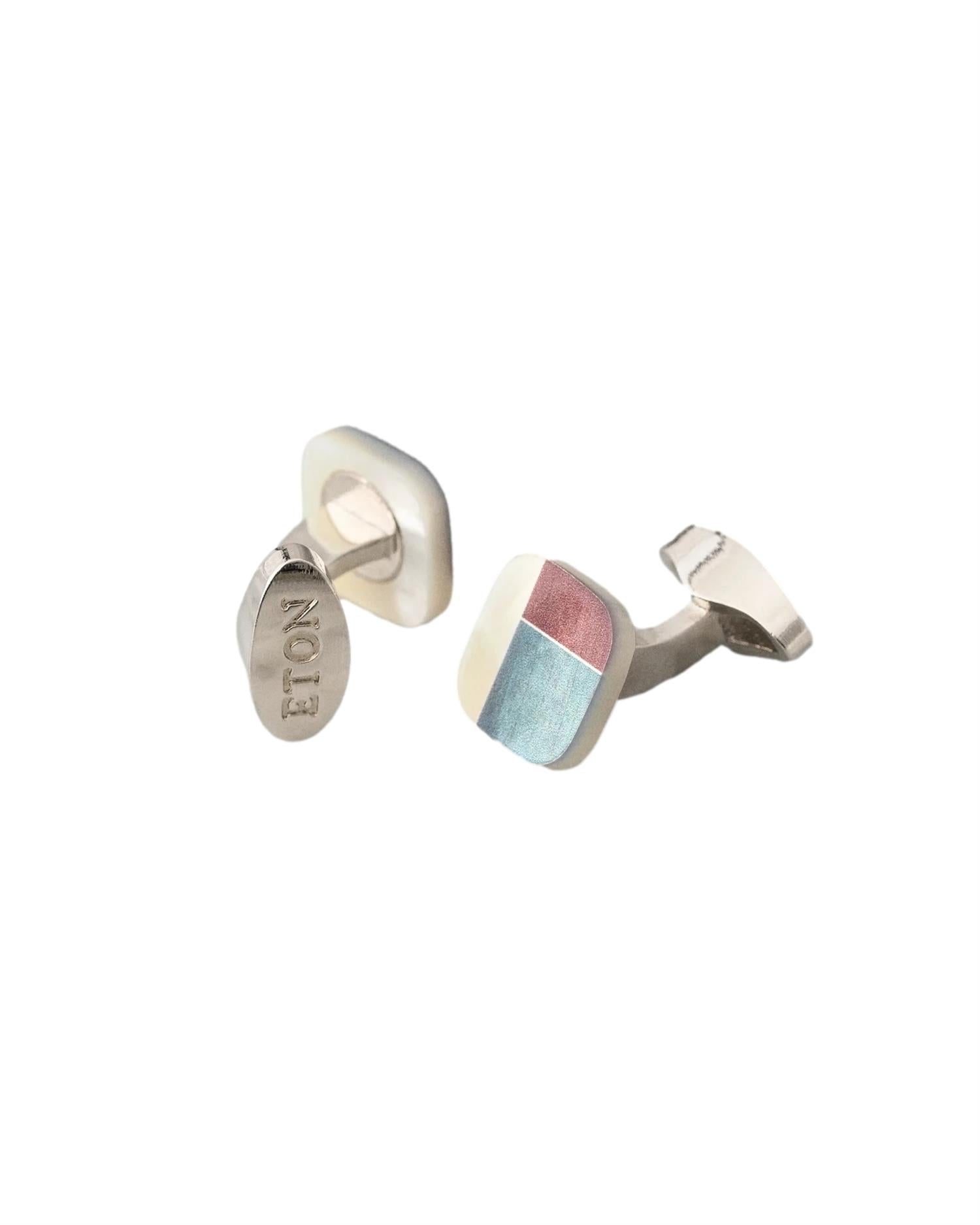 Eton Geometrical MOP Square Cufflinks Mansjettknapper Sølv - modostore.no