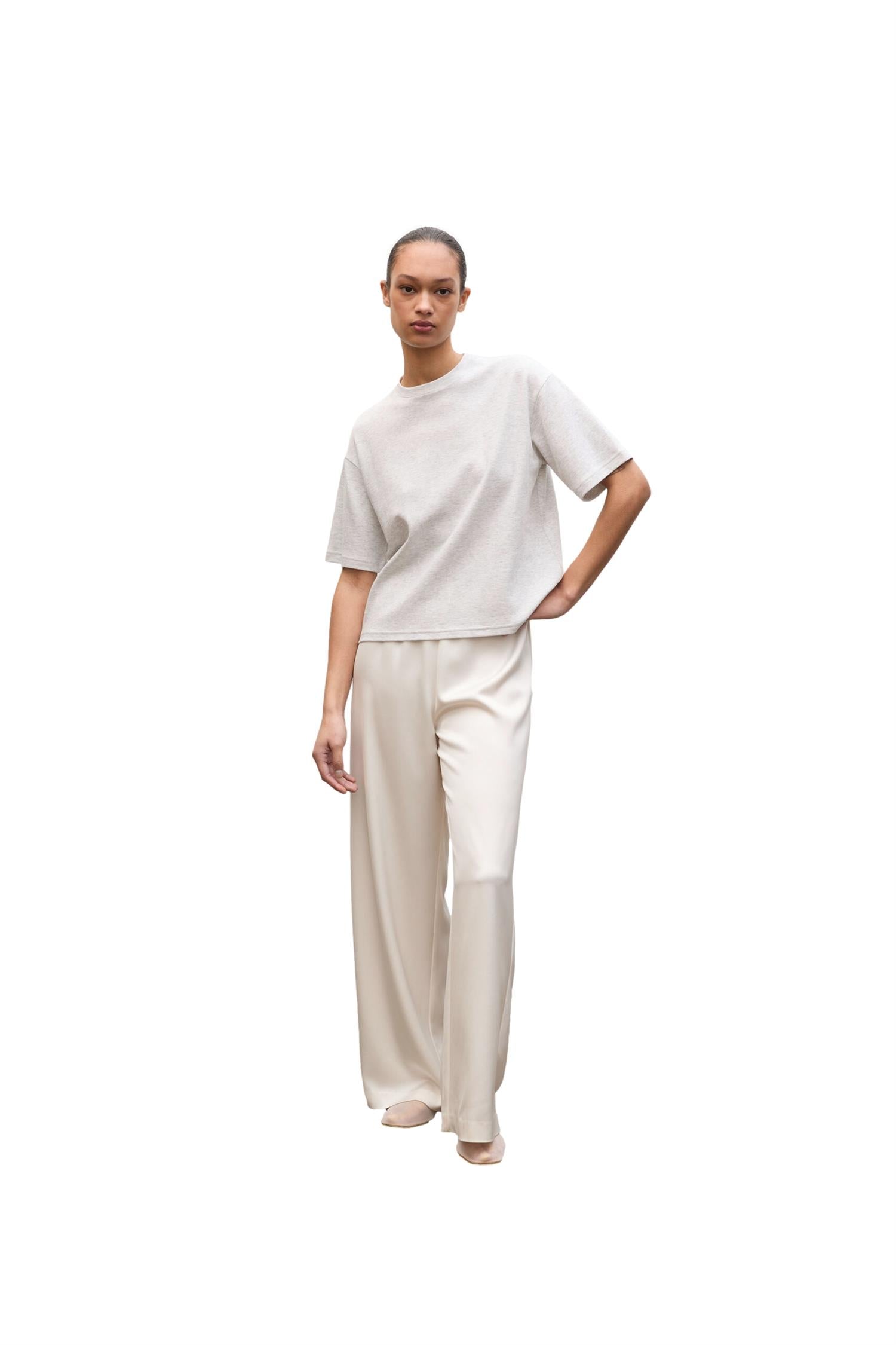 Julie Josephine Stella Tee T-shirt Lys Grå Melert - modostore.no