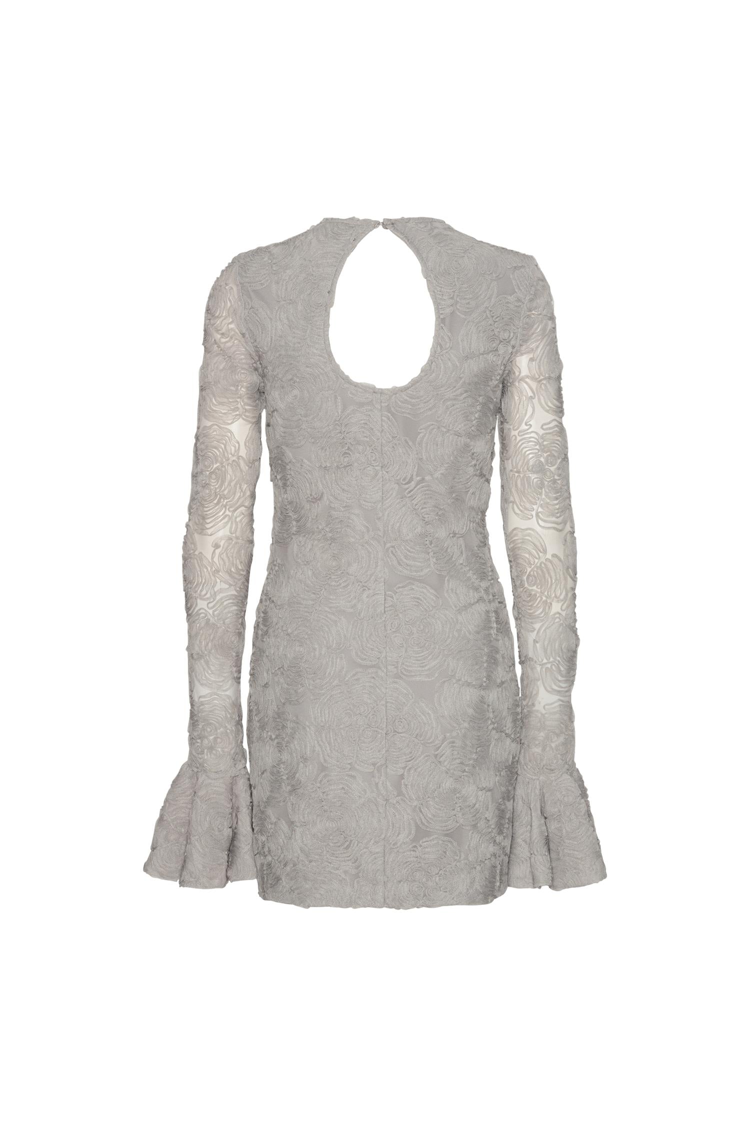 ROTATE Mesh Frill Mini Dress Kjole Lysegrå