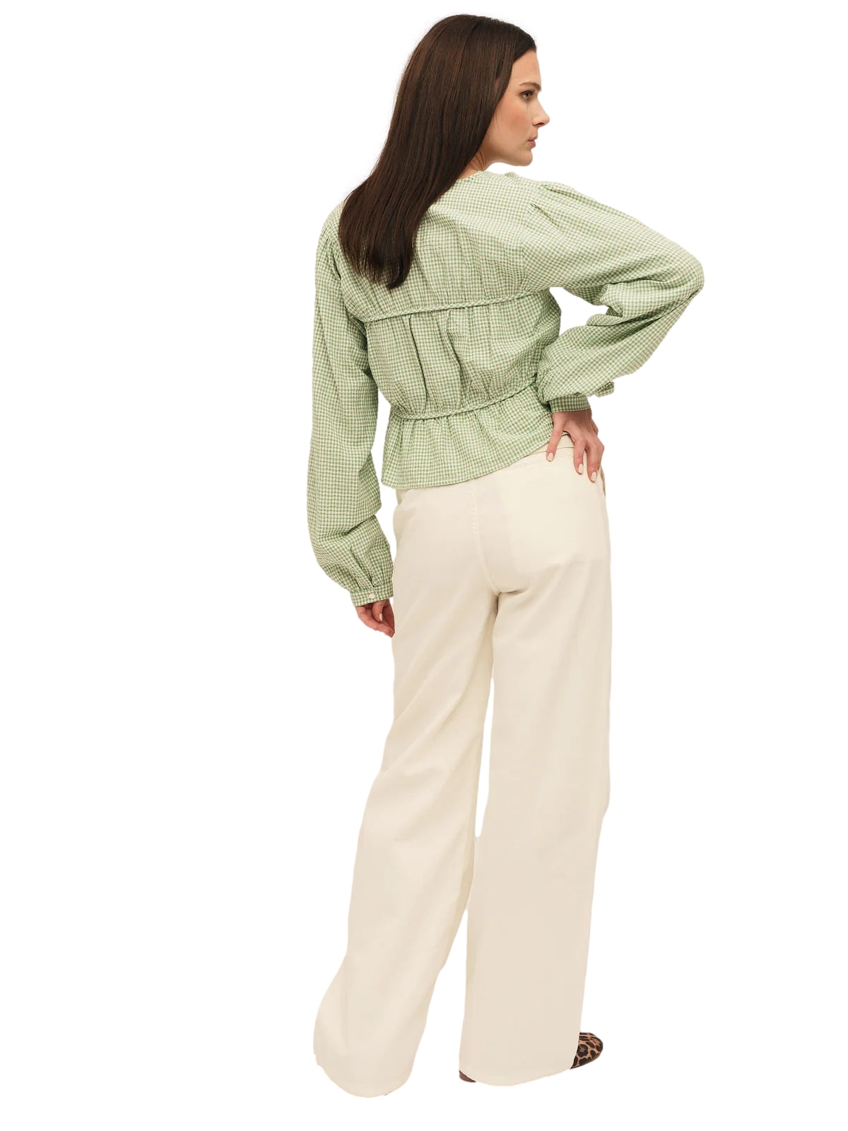 Once Untold Indiana String Blouse Skjorte Hvit Og Grønn - modostore.no