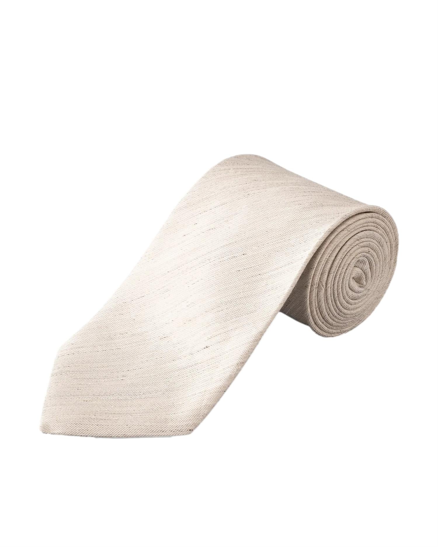 Eton Solid Silk Linen Tie Slips Beige - modostore.no