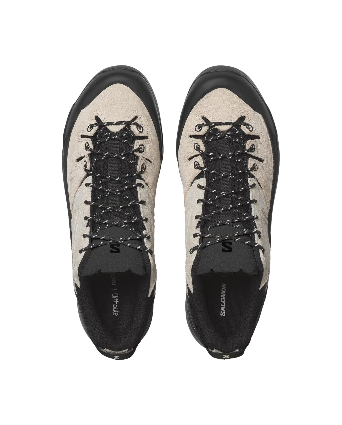 Salomon X-ALP LTR løpesko i svart, beige og vaniljeis med vanntett design og komfortabel passform for utendørsbruk.