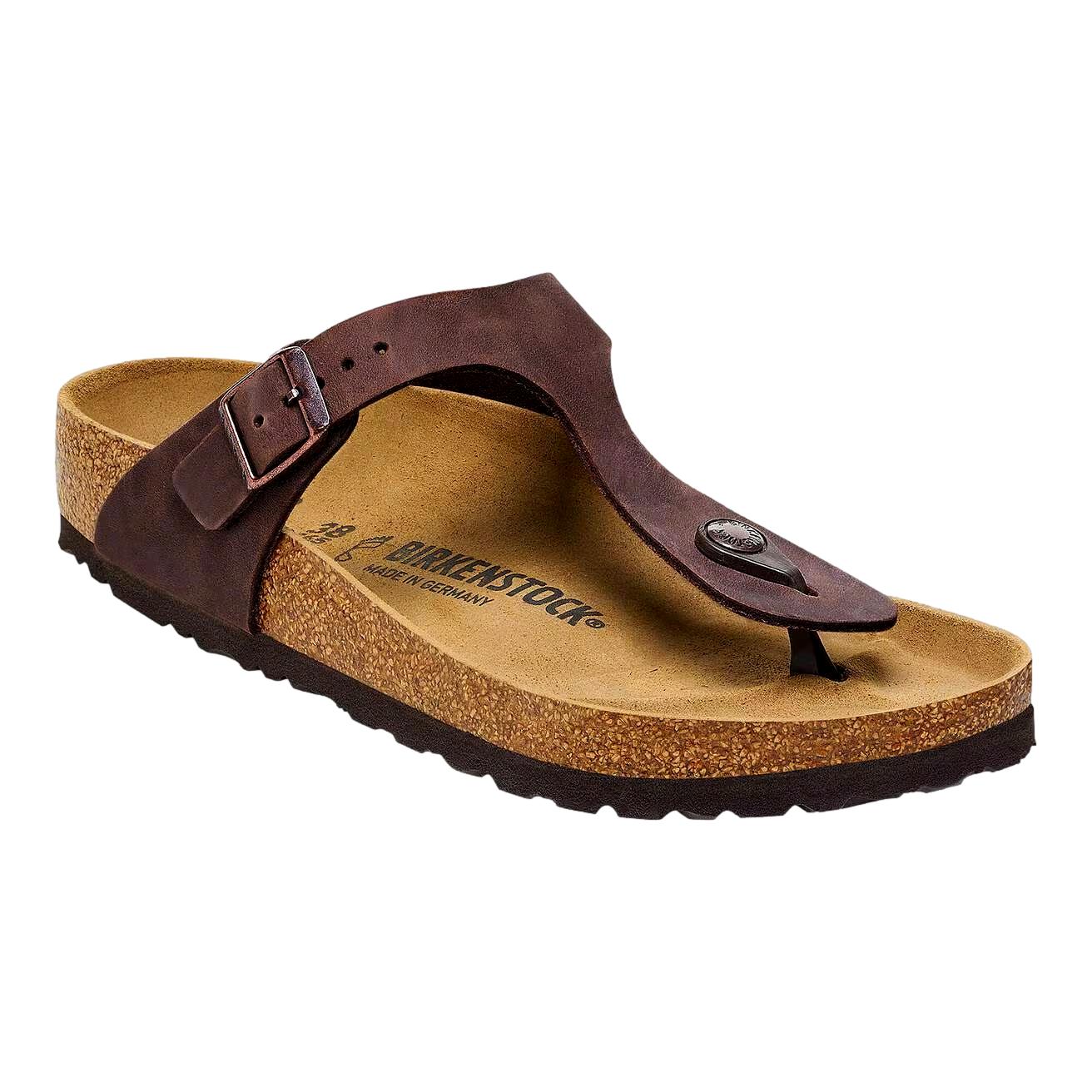 Mørkebrun Birkenstock Gizeh BS Narrow sandaler i skinn, med justerbar stropp og komfortabel fotsåle.