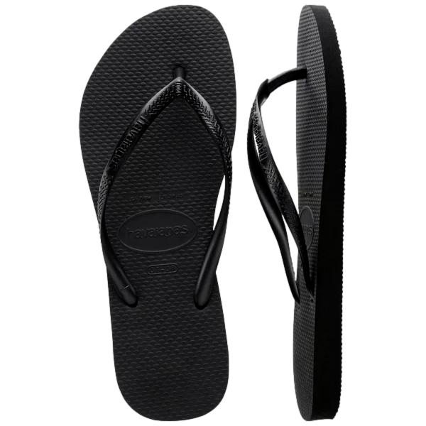 Sort Havaianas Hav. Slim-sko i gummi, komfortabel og lett med tynne stropper, til damebruk