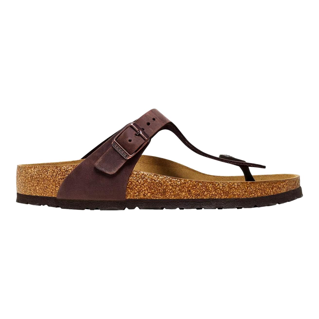 Birkenstock Gizeh BS Narrow Habana sko i mørkebrun med justerbar stropp og komfortabel fotsåle.