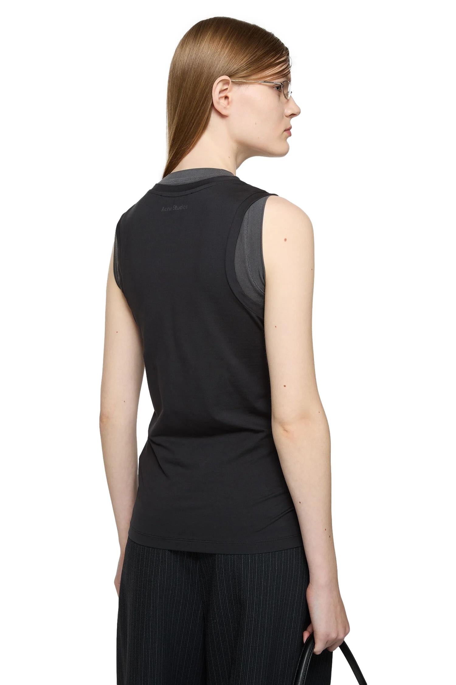 Acne Jersey Tank Top Face Singlet Sort - modostore.no