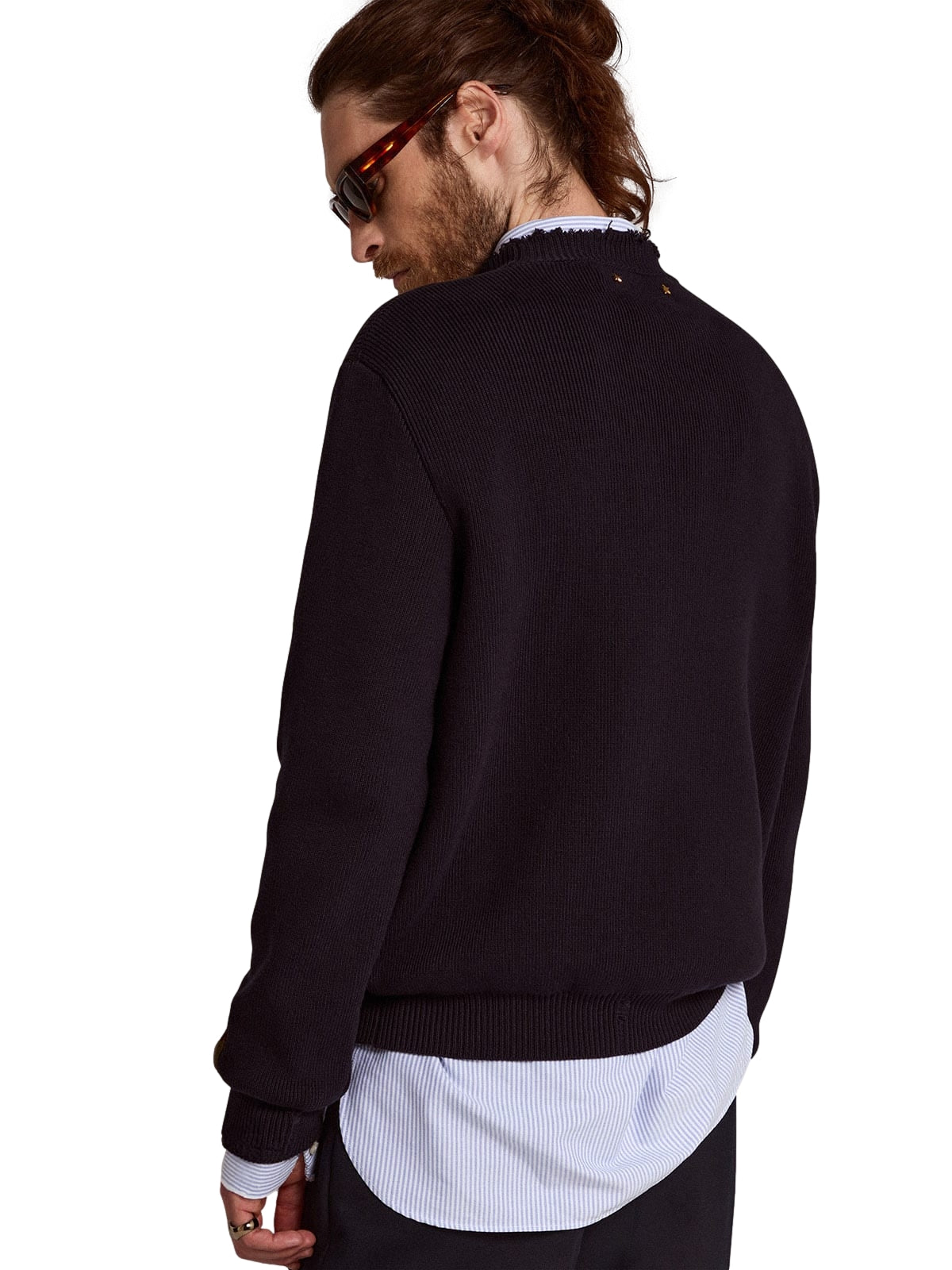 Golden Goose Golden Regular Knit Crew Neck Cotton Genser Mørkeblå