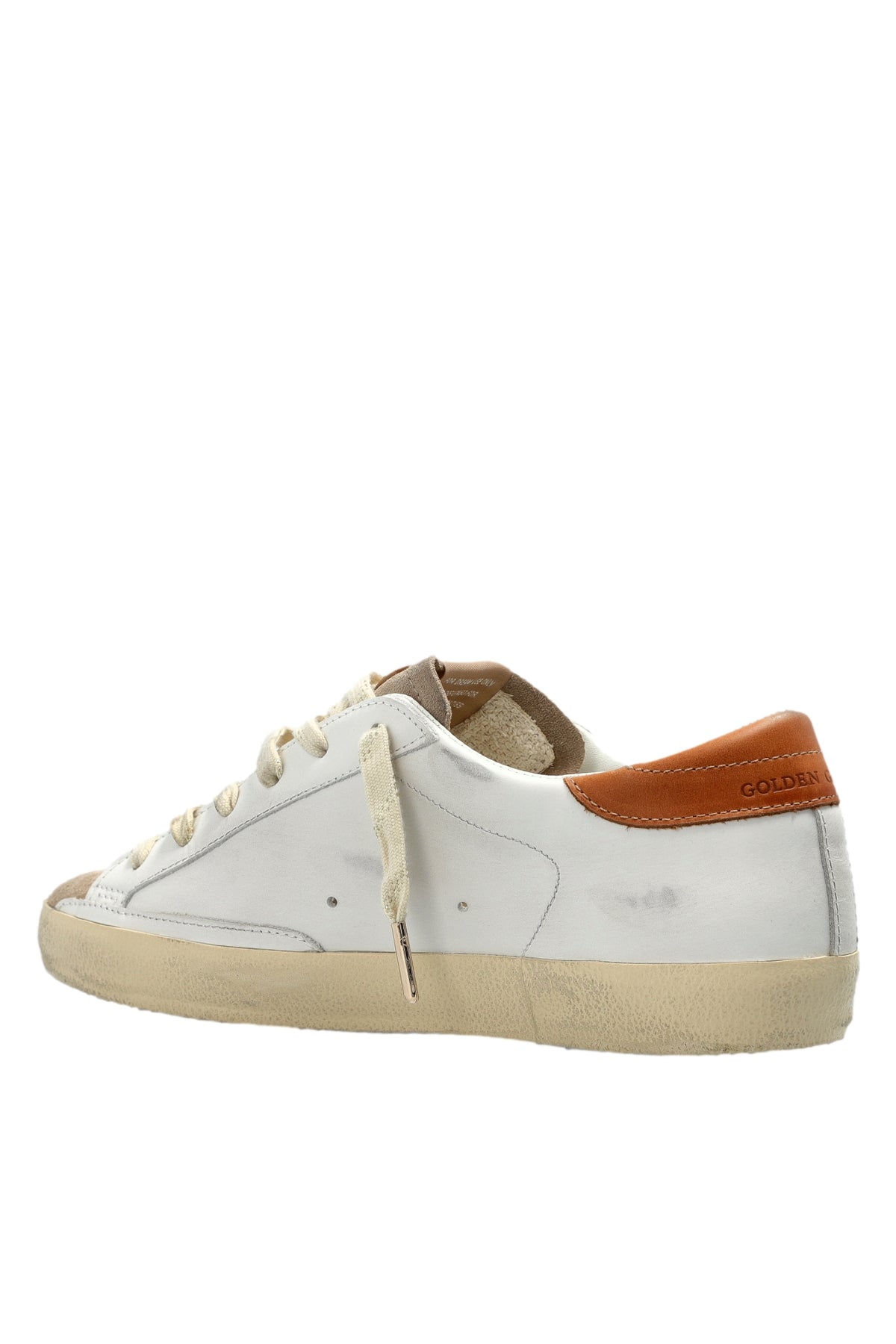Golden Goose Super Star Leather Upper And Heel Suede Toe Glitter Star Sko Hvit Og Oransje