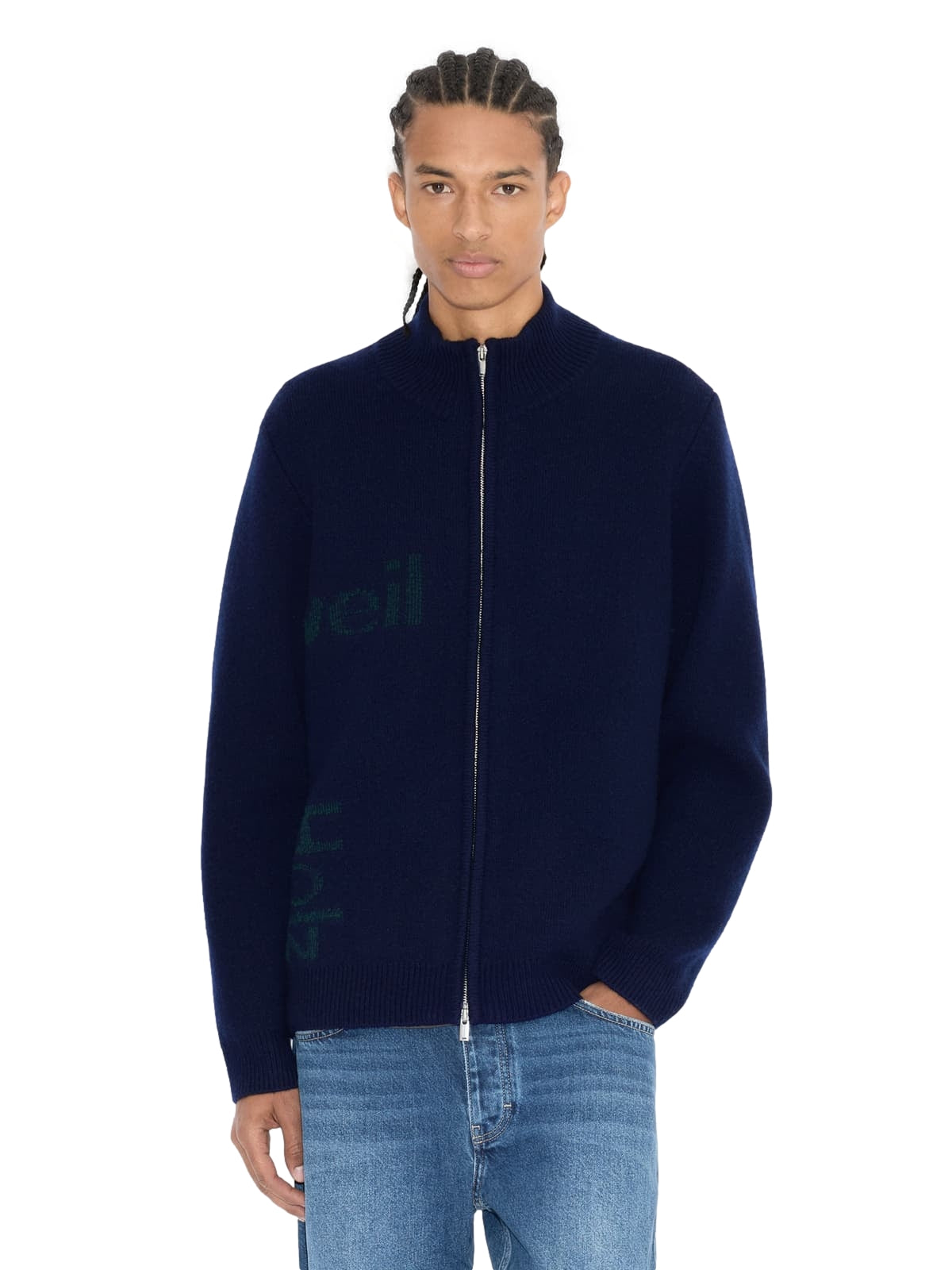 Holzweiler Haza Logo Zip-Up Cardigan Cardigan Marine