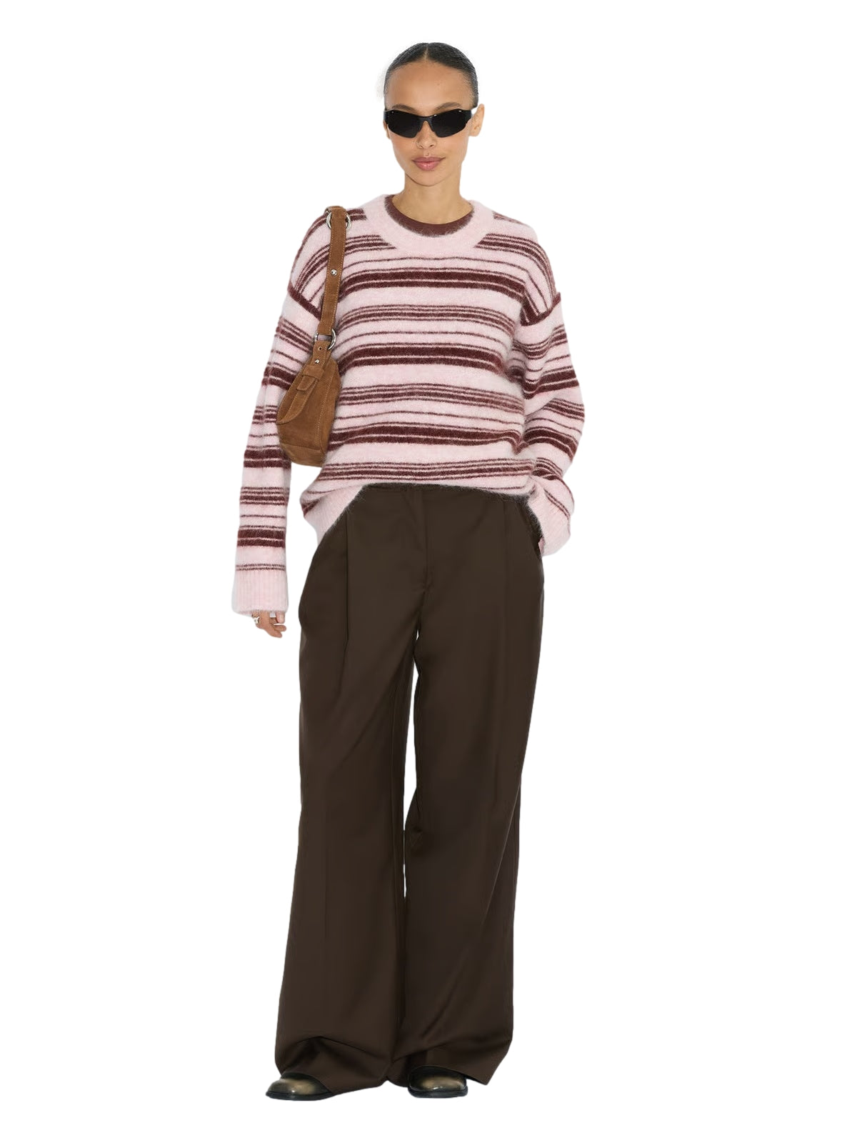 Holzweiler Fluffy Stripe Crew Genser Rosa Mønster