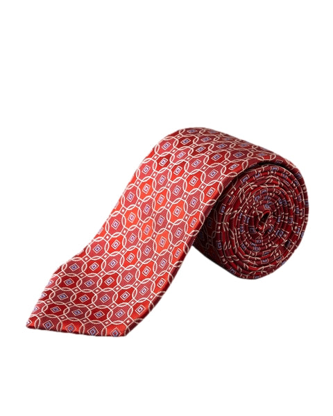 Eton Medallion Woven Silk Tie Slips Rødt Mønster