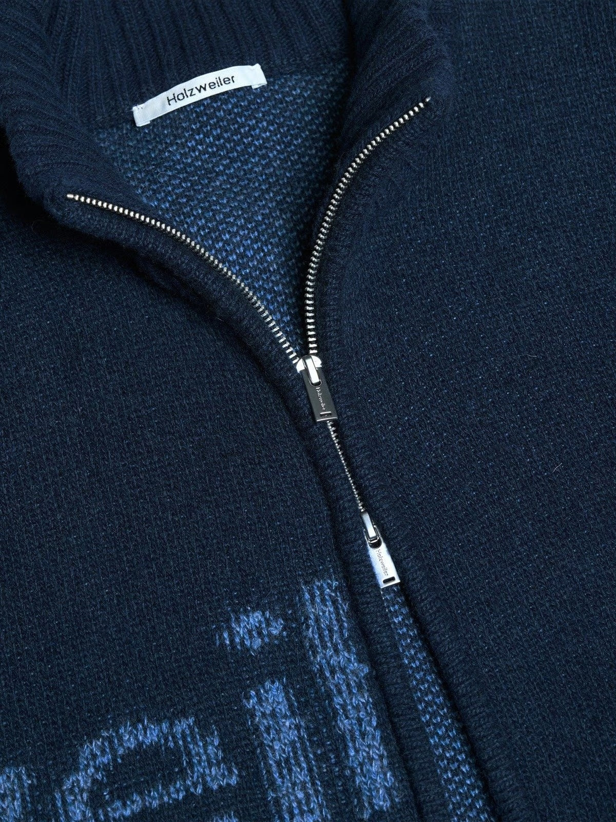 Holzweiler Haza Logo Zip Cardigan Genser Mørk Blå Melert - modostore.no