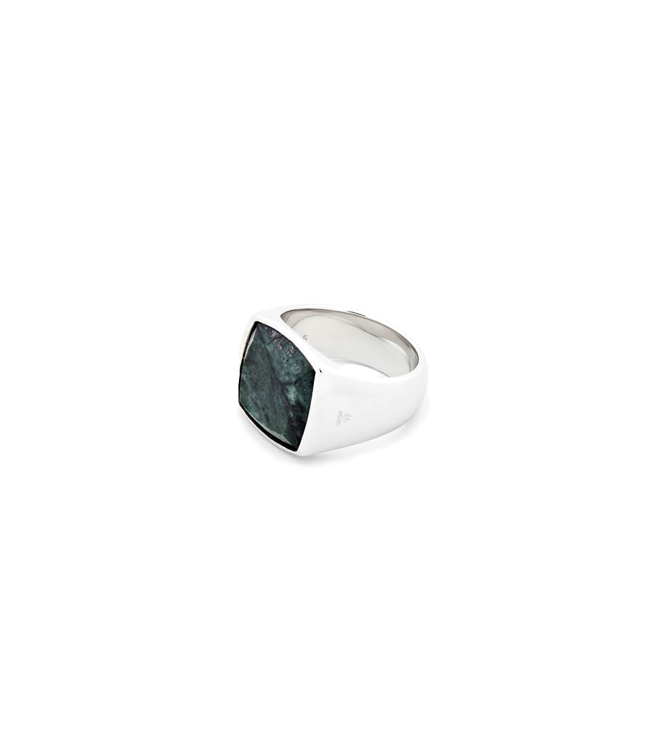 Tom Wood The Cushion Green Marble Ring Sølv