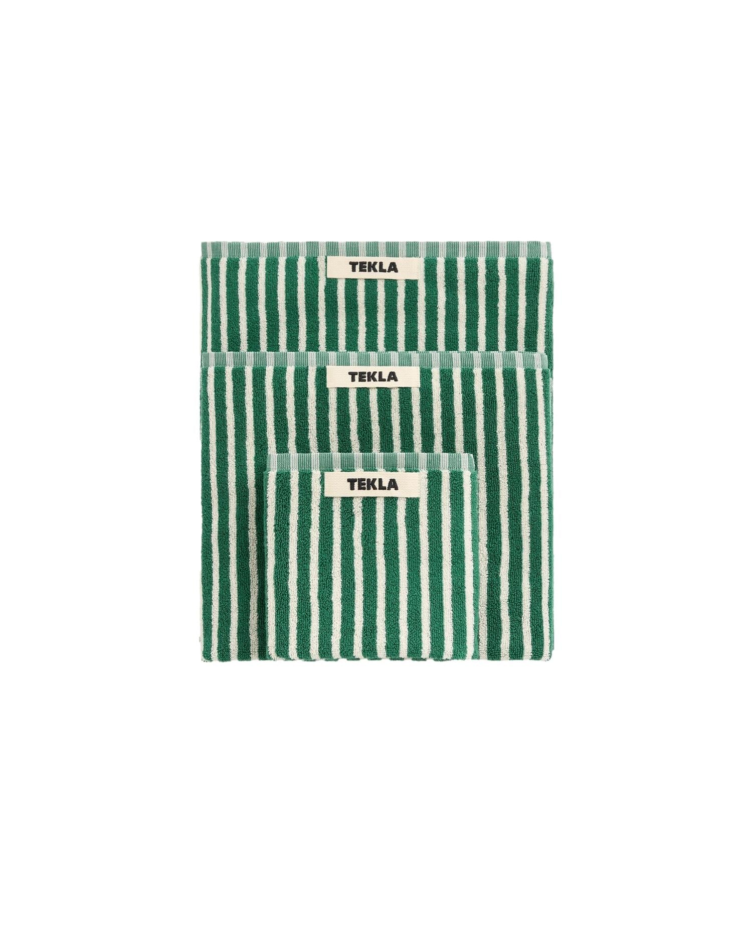 Tekla Terry Hand Towel (50x90cm) Teal Green Stripes Håndkle Grønn Striper