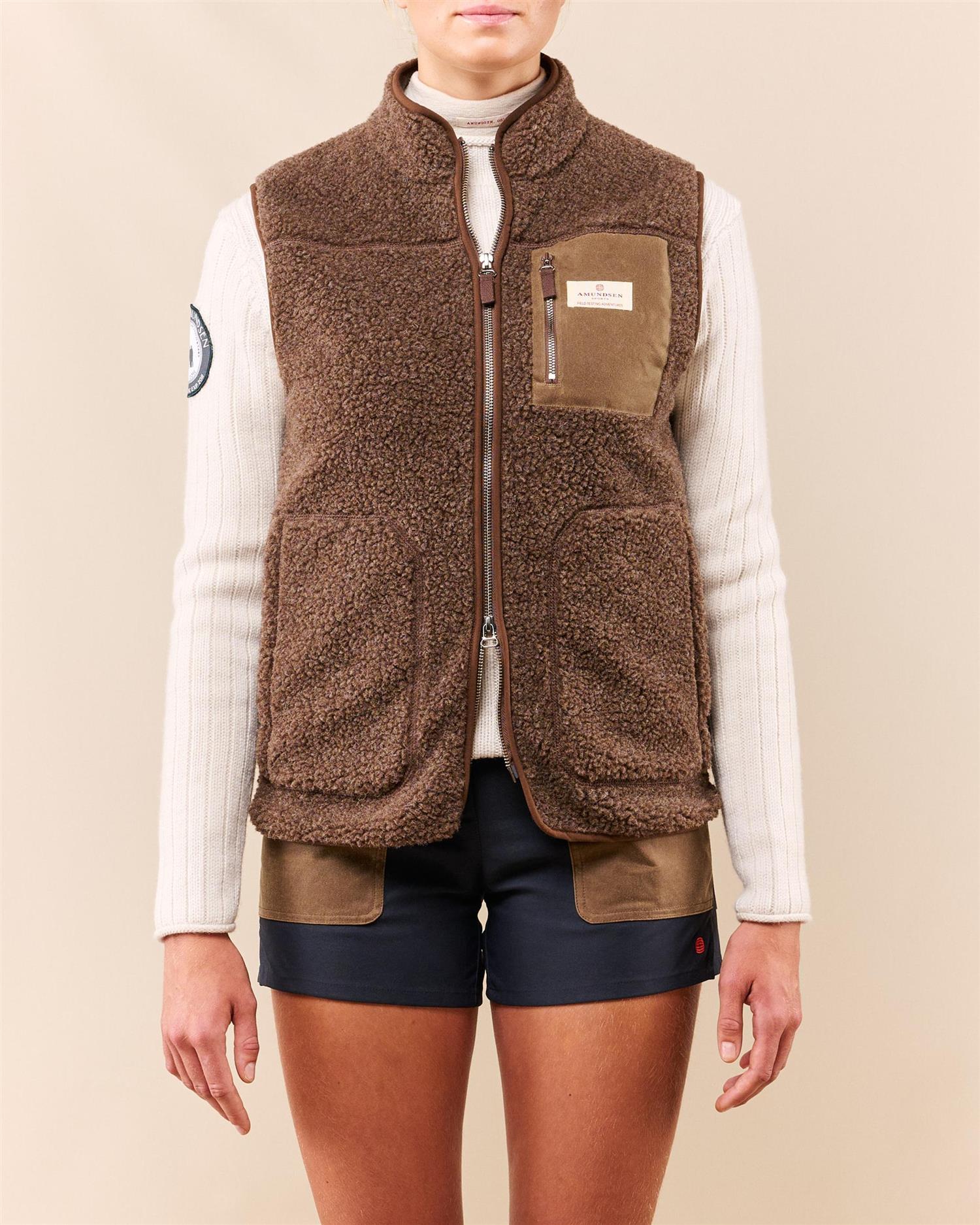 Amundsen Heroes Wool Fleece Vest Womens Vest Mørkebrun