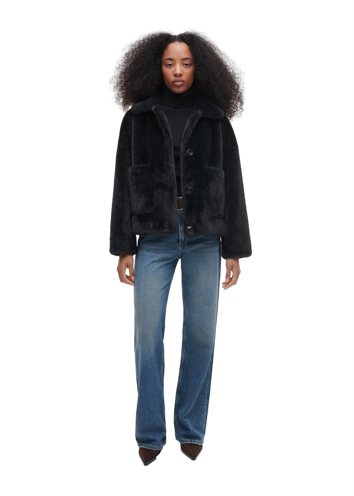 Studio AR Faje Faux Mink Jakke Sort