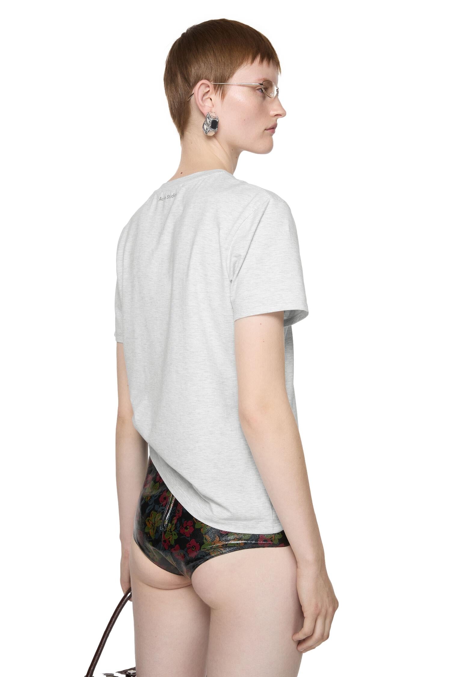 Acne Regular Fit Face T-shirt T-shirt Lys Grå Melert - modostore.no