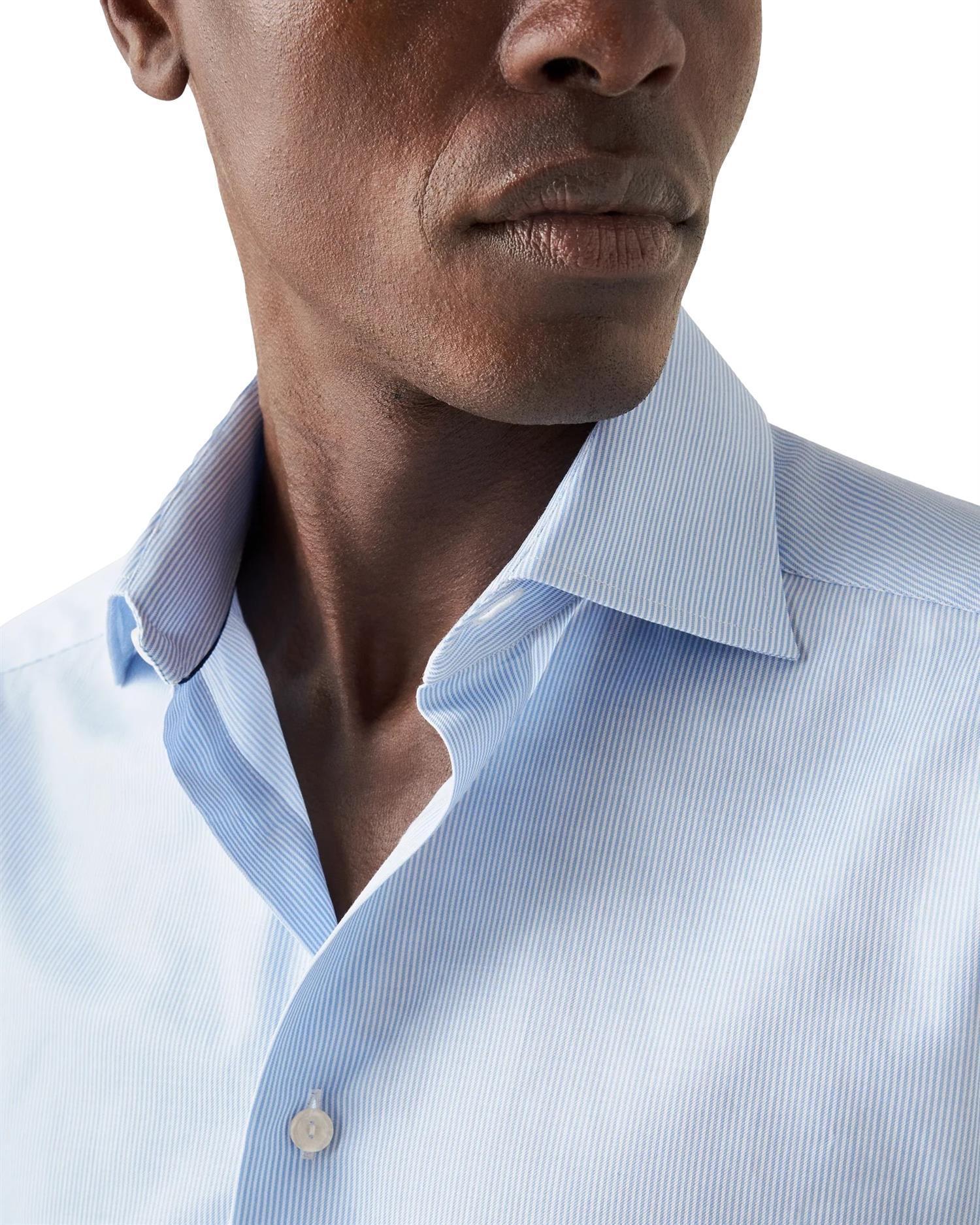 Eton Fine Stripe Signature Twill Shirt Skjorte Lyseblå Striper - modostore.no