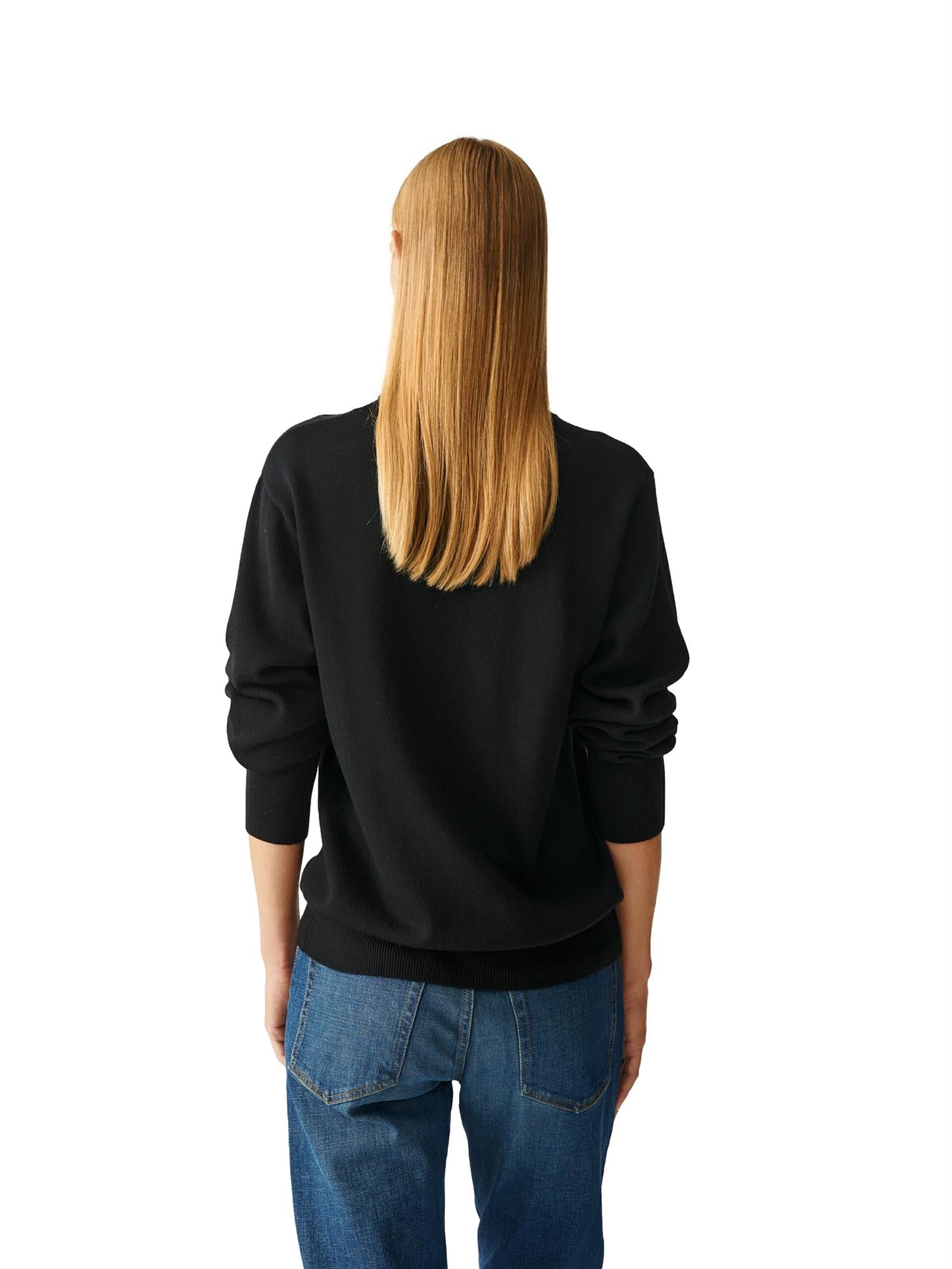 Julie Josephine Light Merino Classic Polo Genser Sort - modostore.no