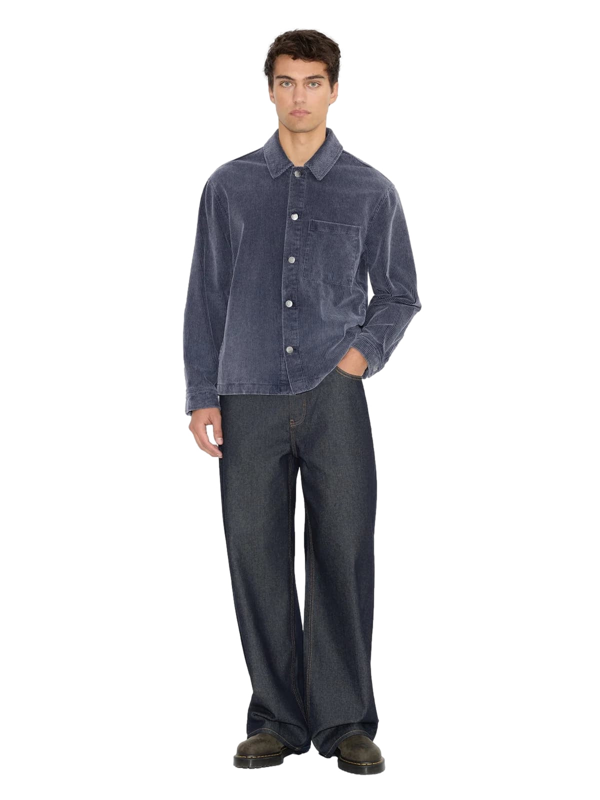 Holzweiler Leaf Relaxd Cord Overshirt Overshirt Gråblå