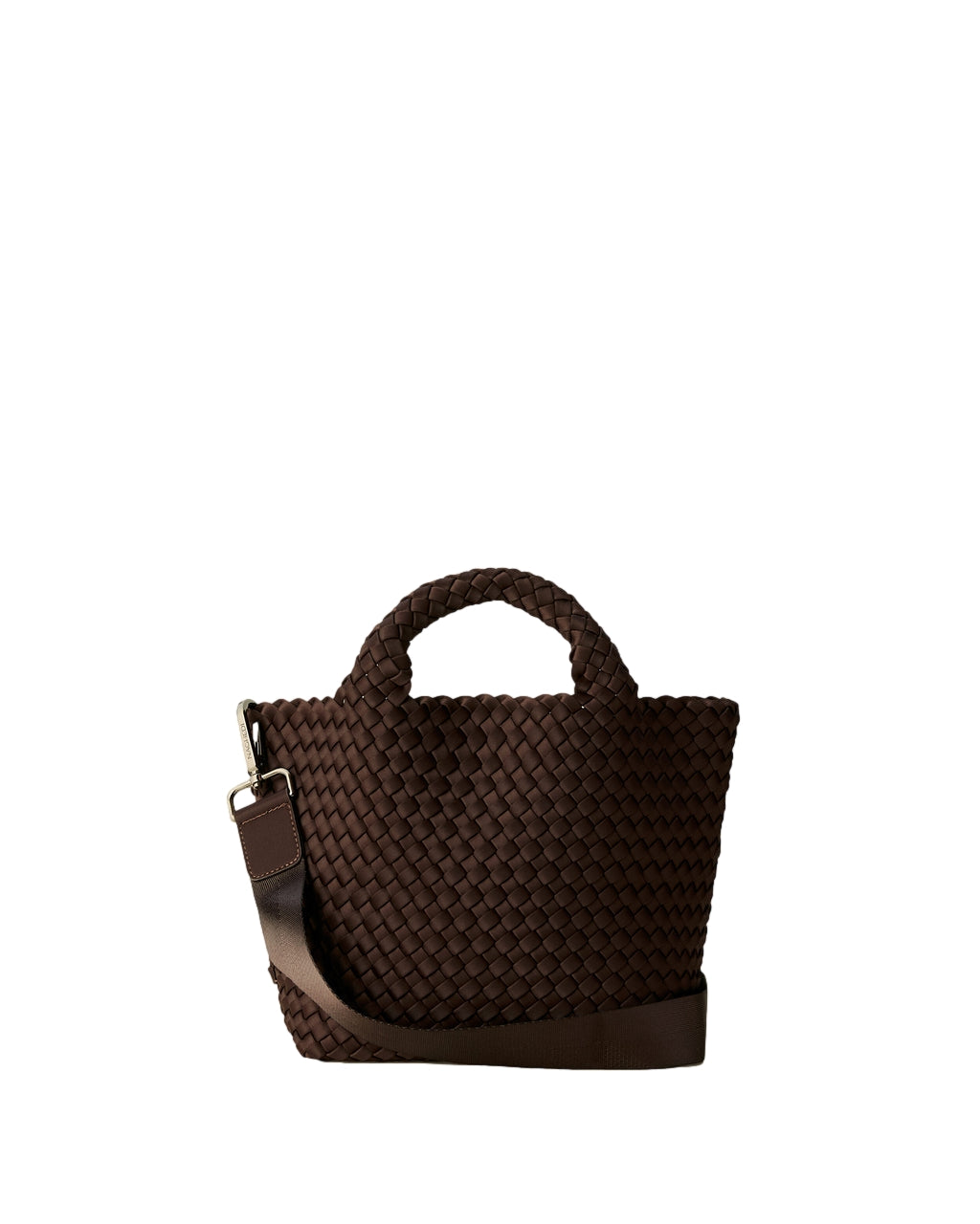 Naghedi St. Barths liten toteveske i mørkebrunt stoff, enkel design med to håndtak, perfekt for daglig bruk.